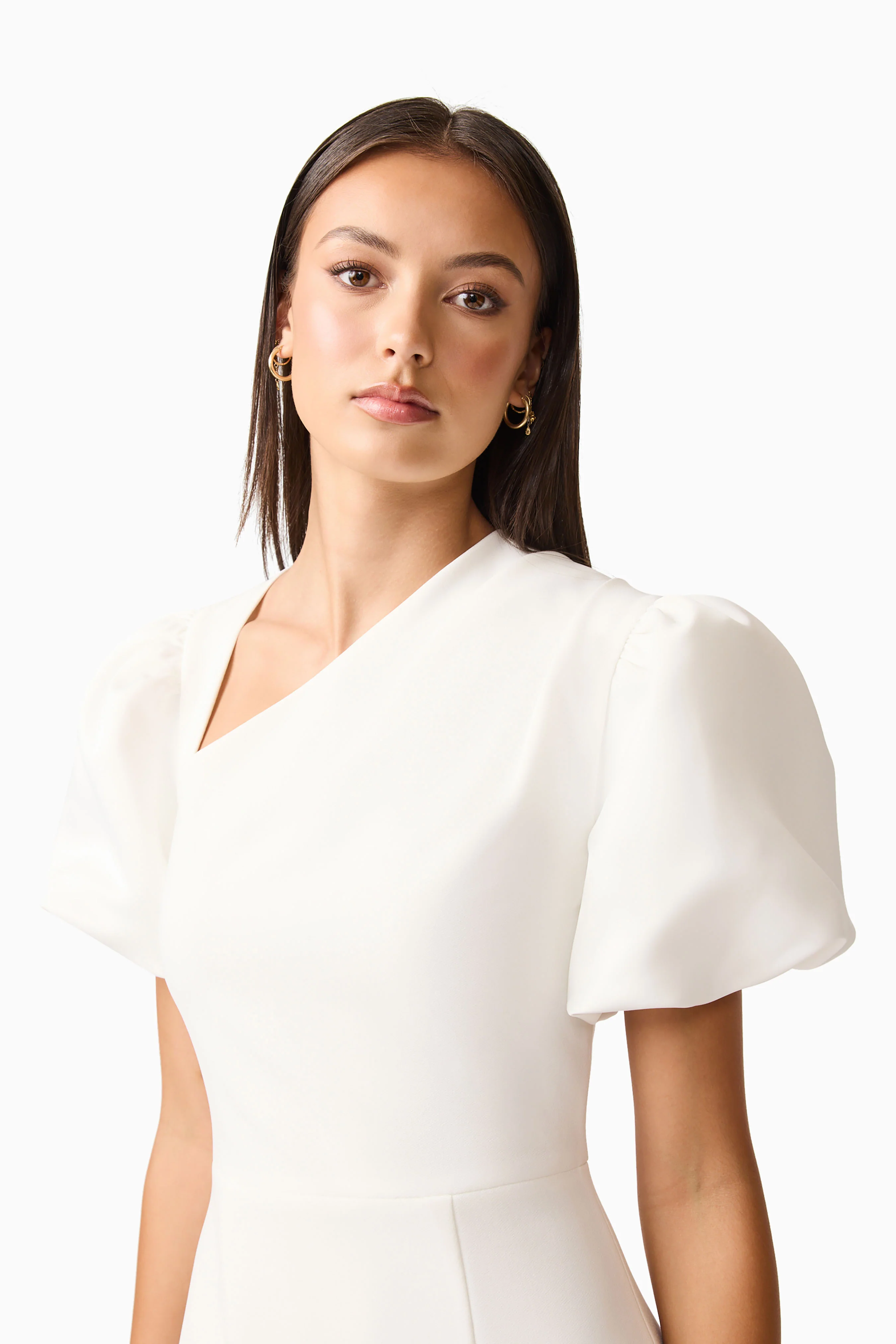 Hester Puff Sleeve Midi Dress in White - Image 6