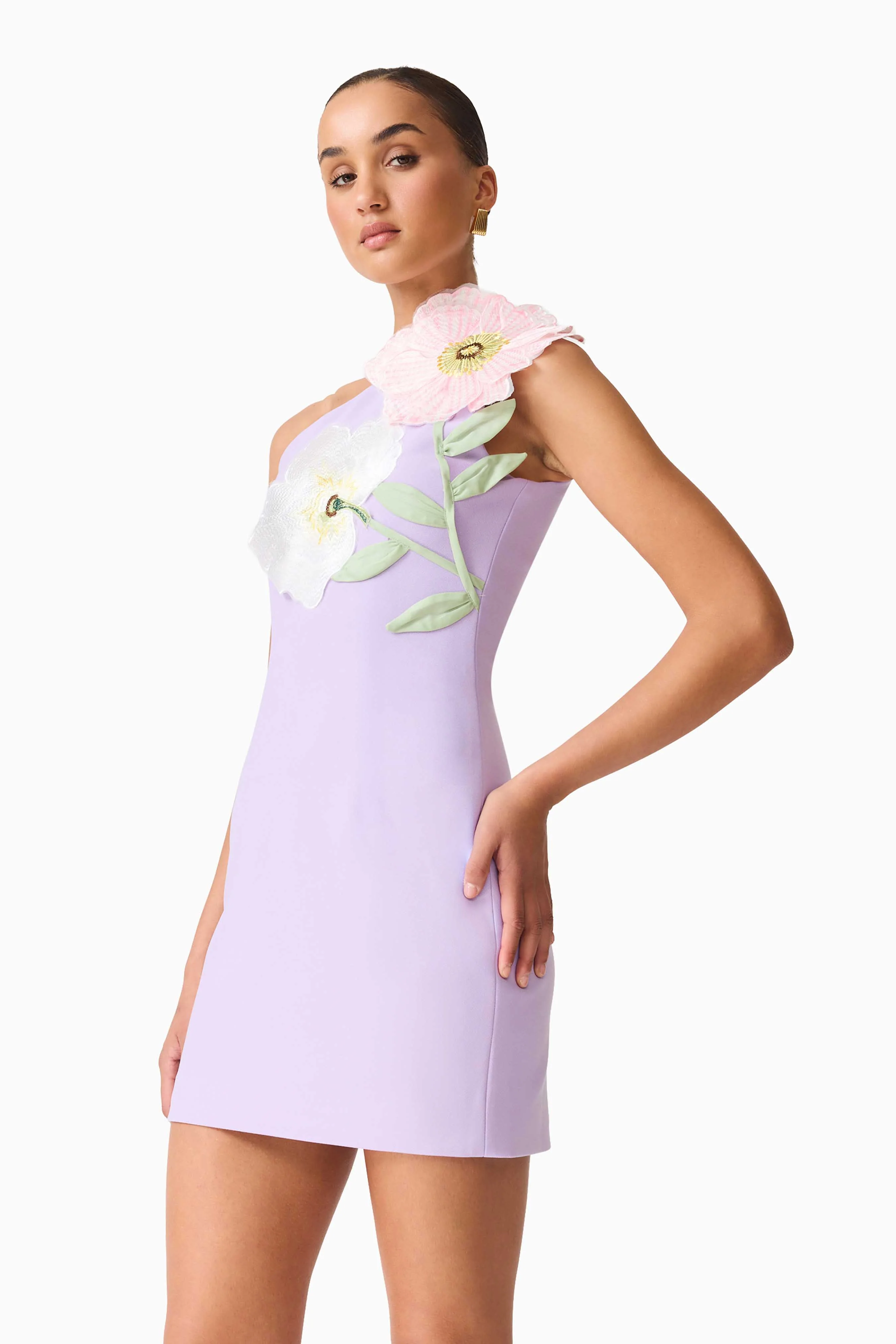 Hope One Shoulder Mini Dress in Purple - Image 3