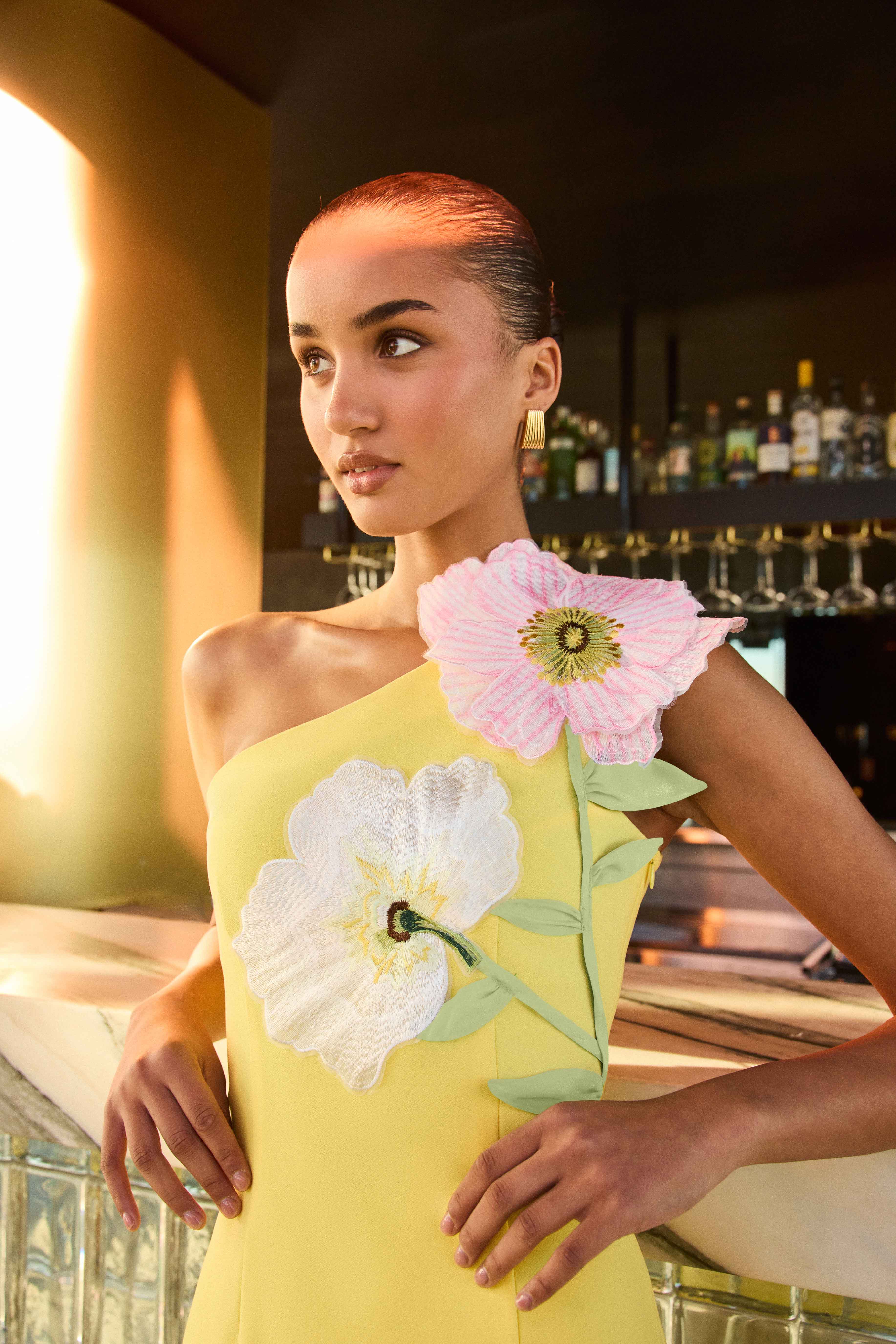 Hope One Shoulder Mini Dress in Yellow - Image 2