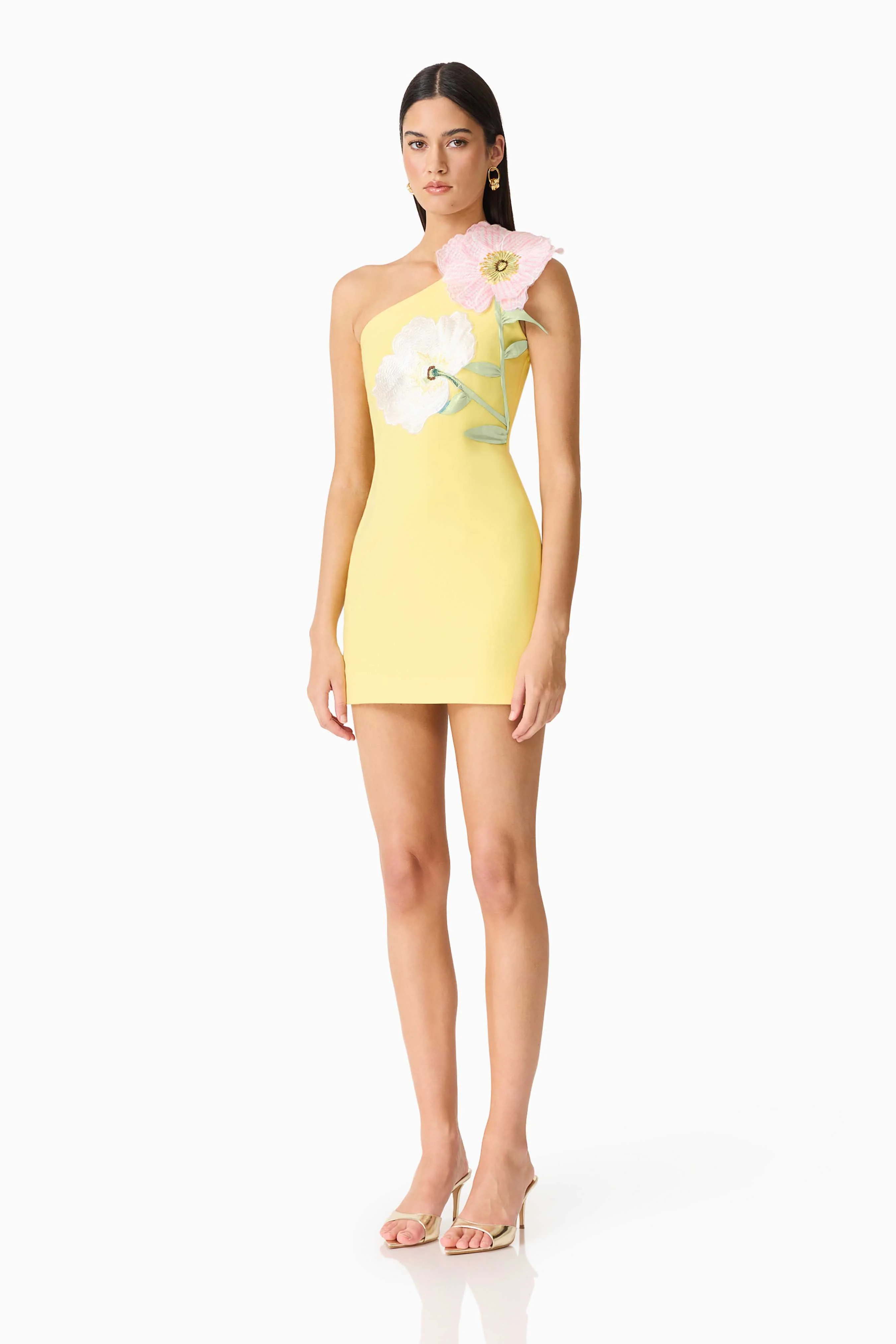Hope One Shoulder Mini Dress in Yellow - Image 3