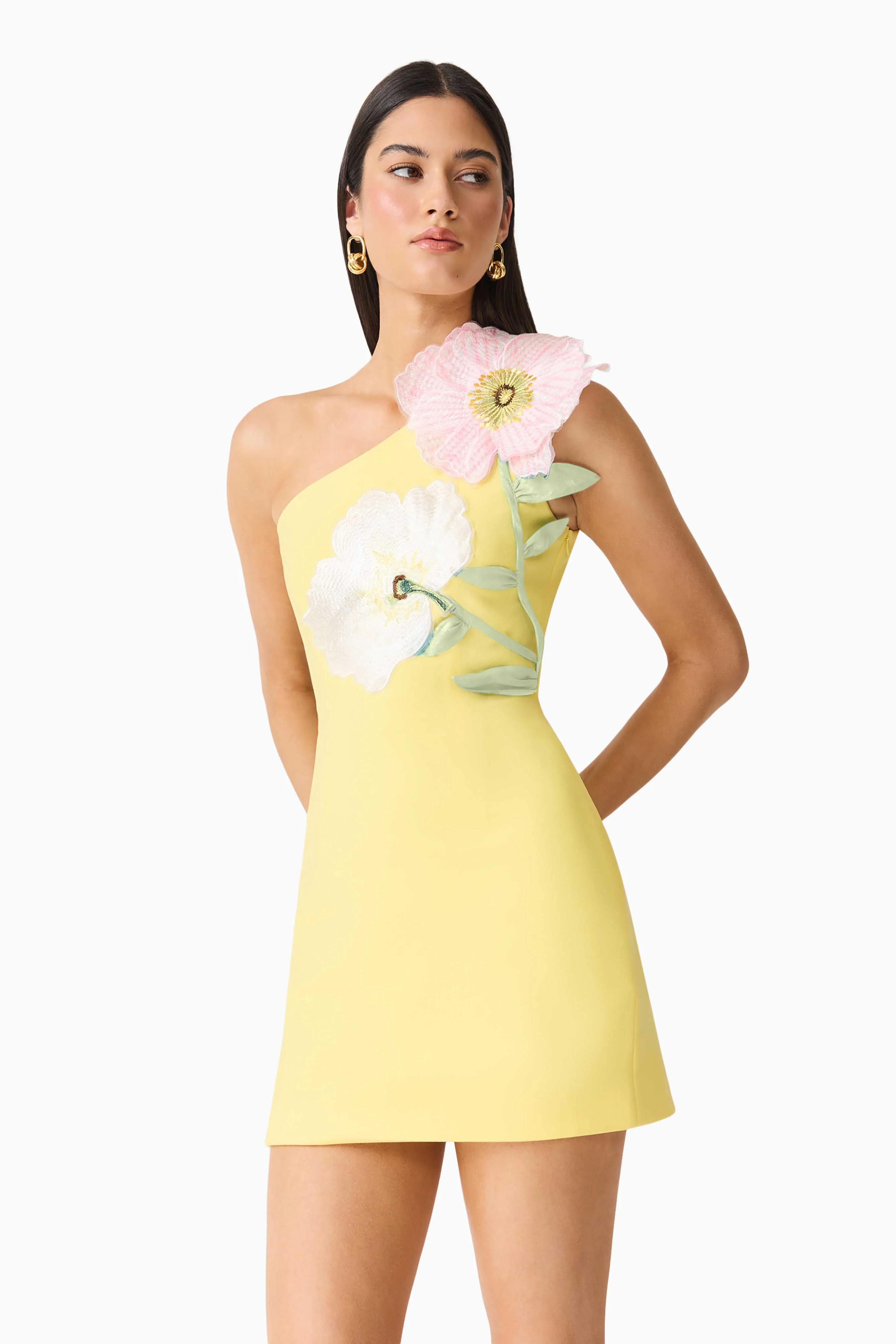 Hope One Shoulder Mini Dress in Yellow - Image 6