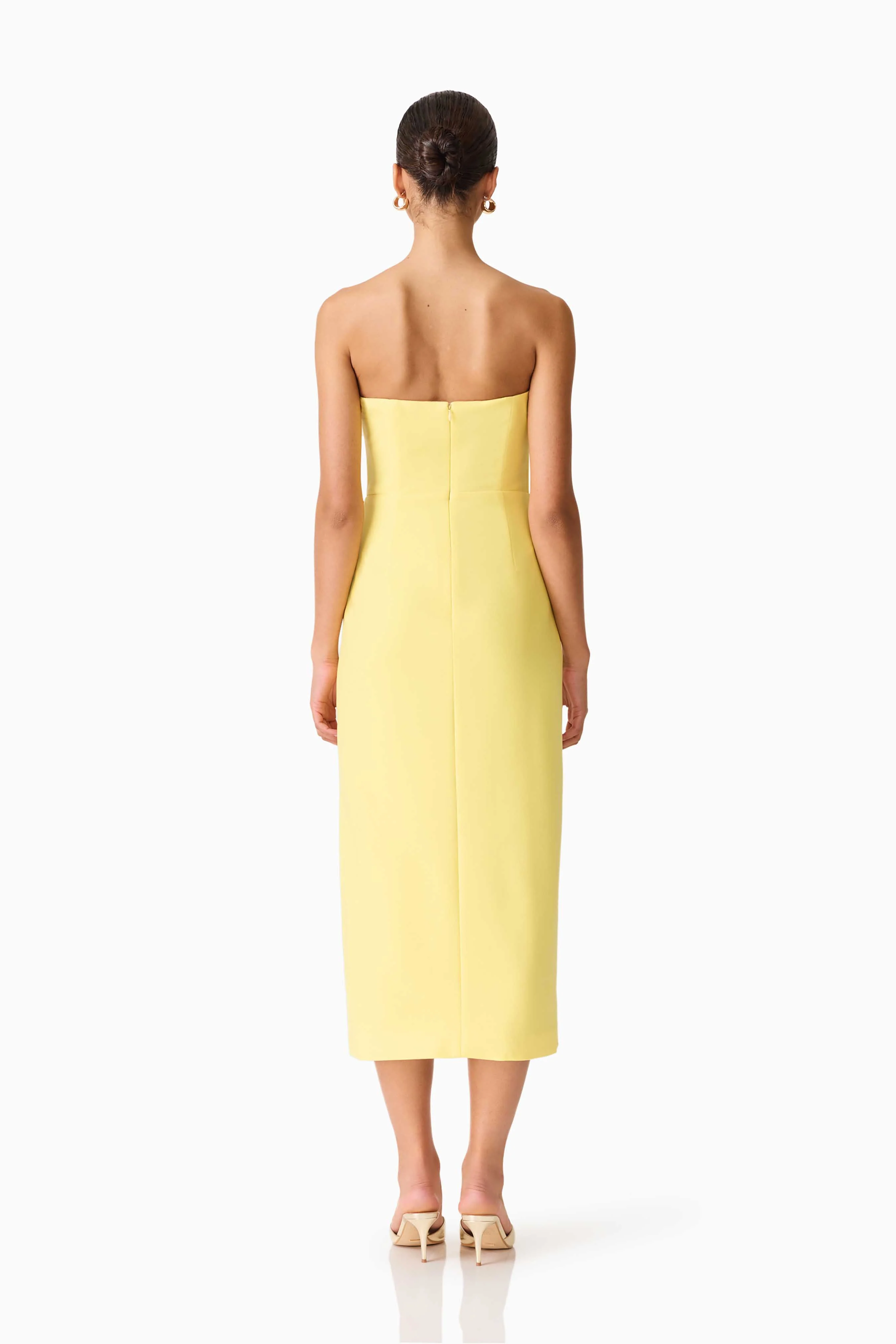 Hope Strapless Midi Dress in Yellow - Image 5