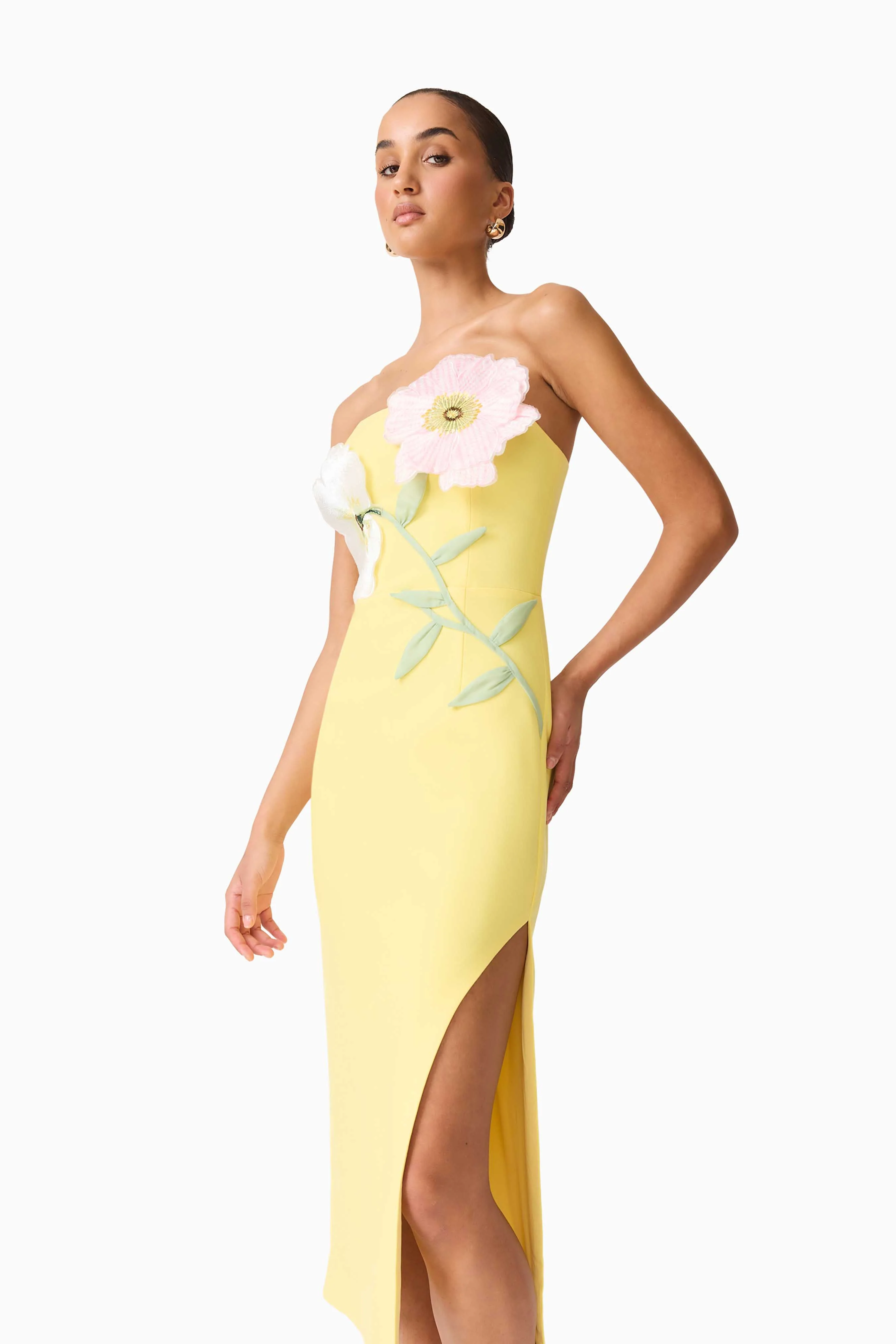Hope Strapless Midi Dress in Yellow - Image 6