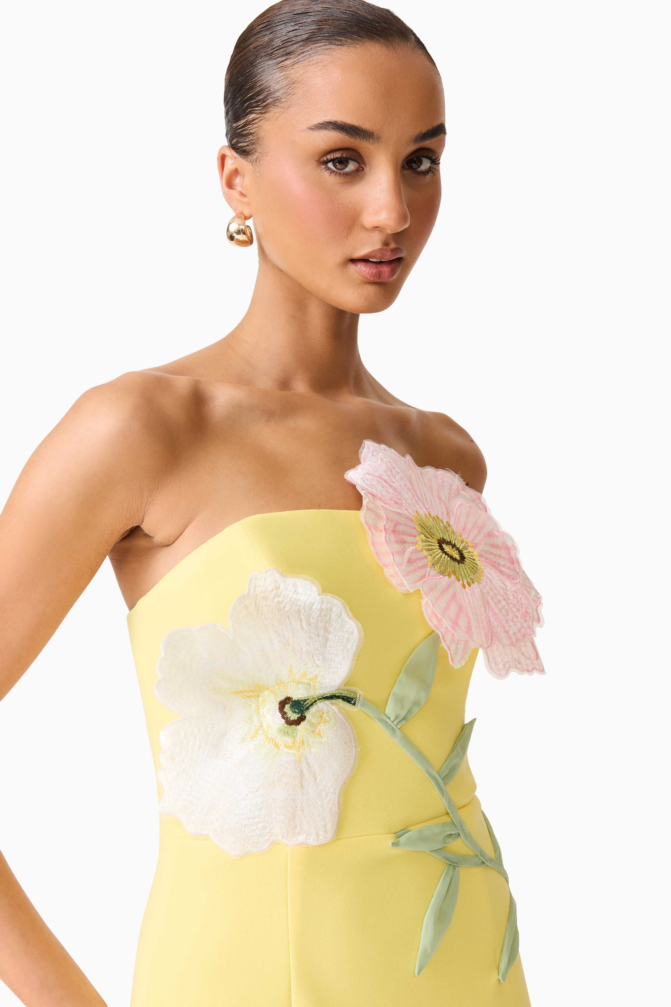 Hope Strapless Midi Dress in Yellow - Image 8