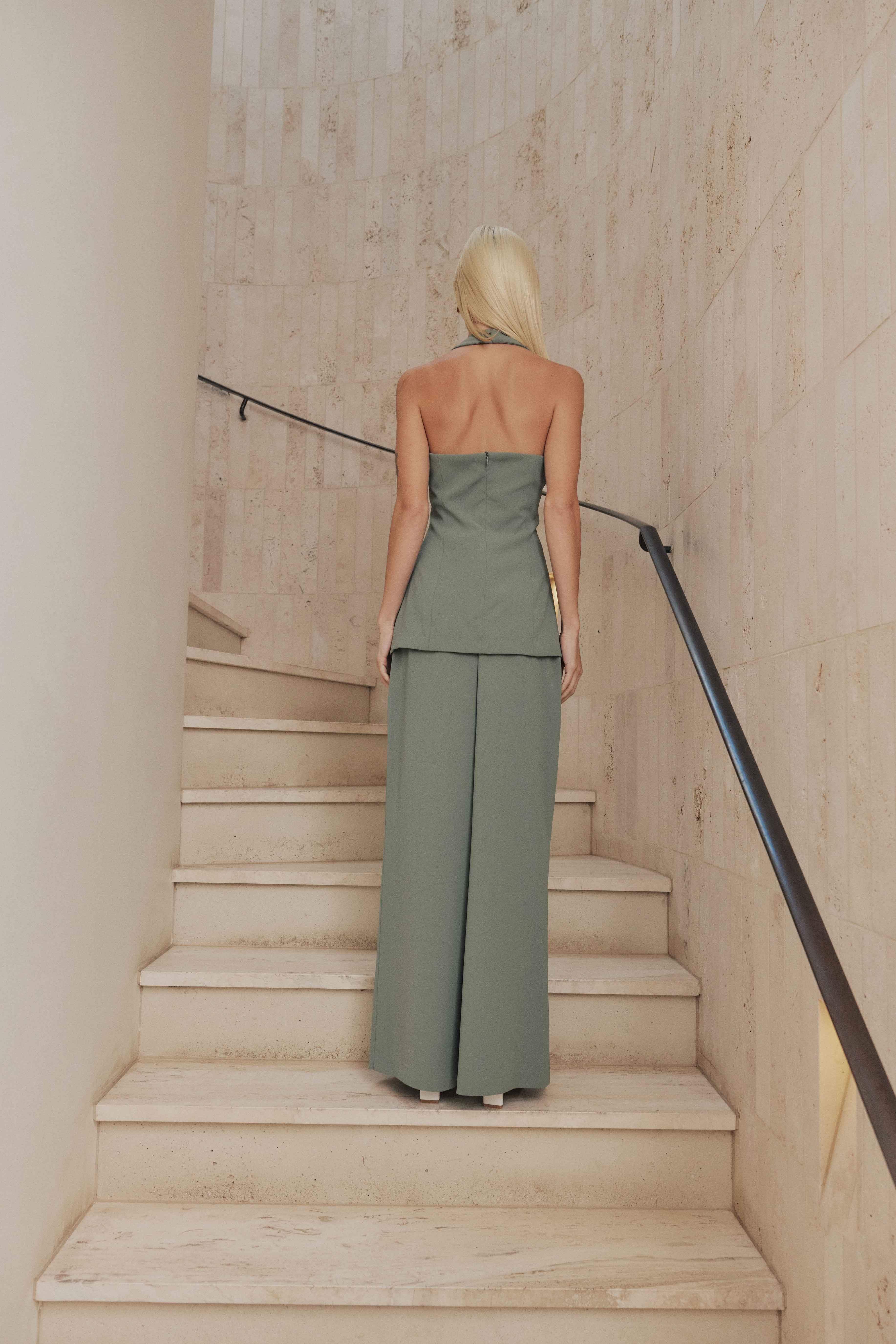 CURAAE Houston Wide Leg Pants in Green - Image 3
