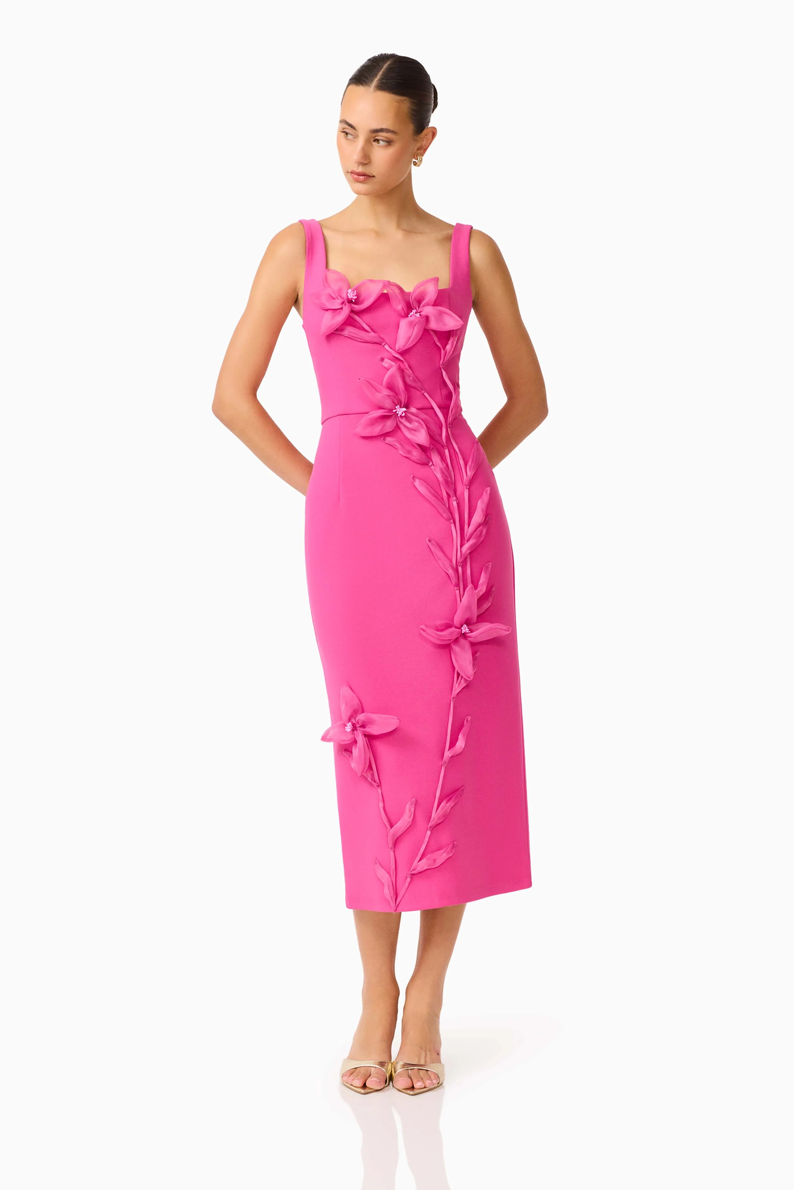 Ilaria Floral Midi Dress in Pink - Image 4