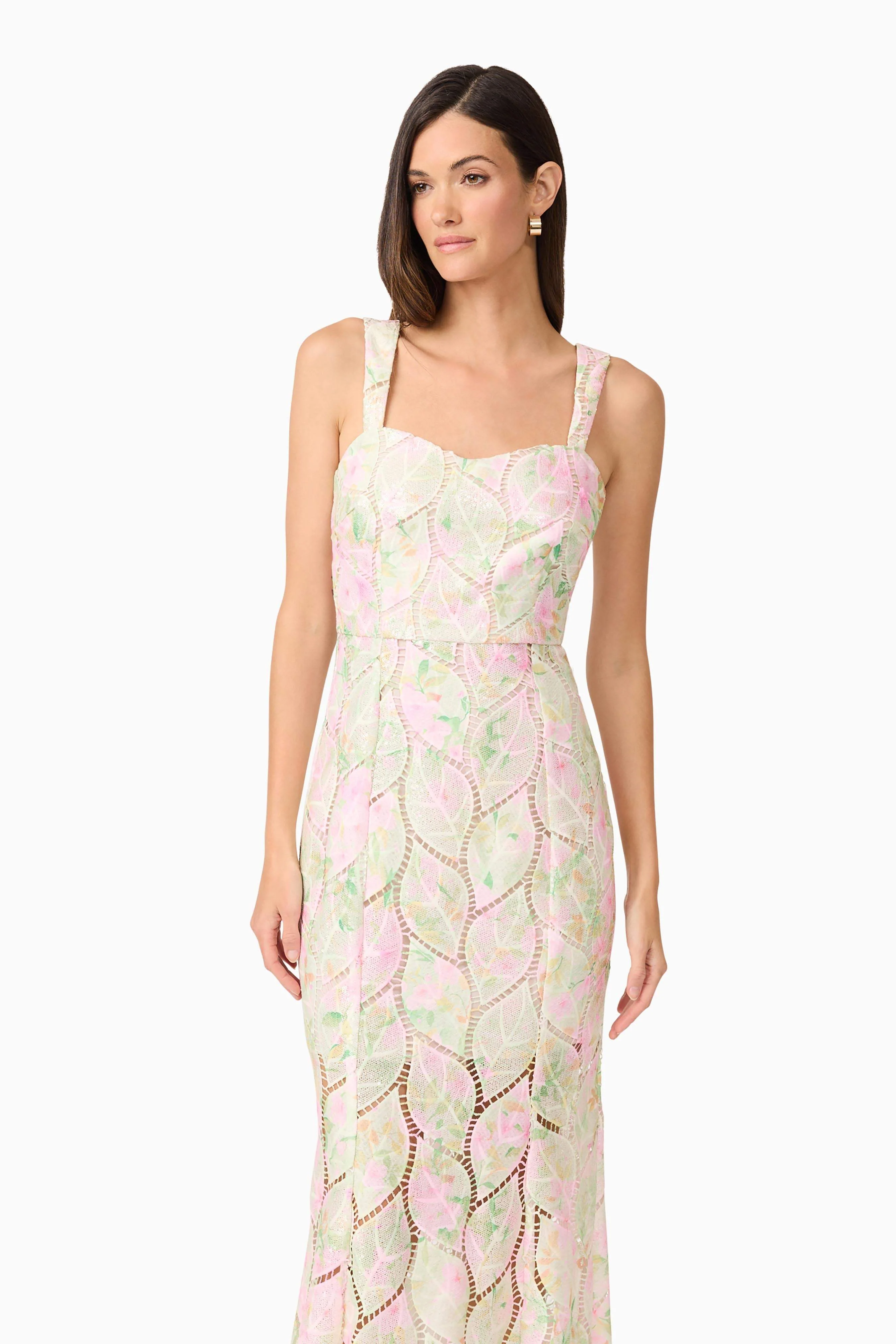 Indria Lace Maxi Dress in Floral - Image 4