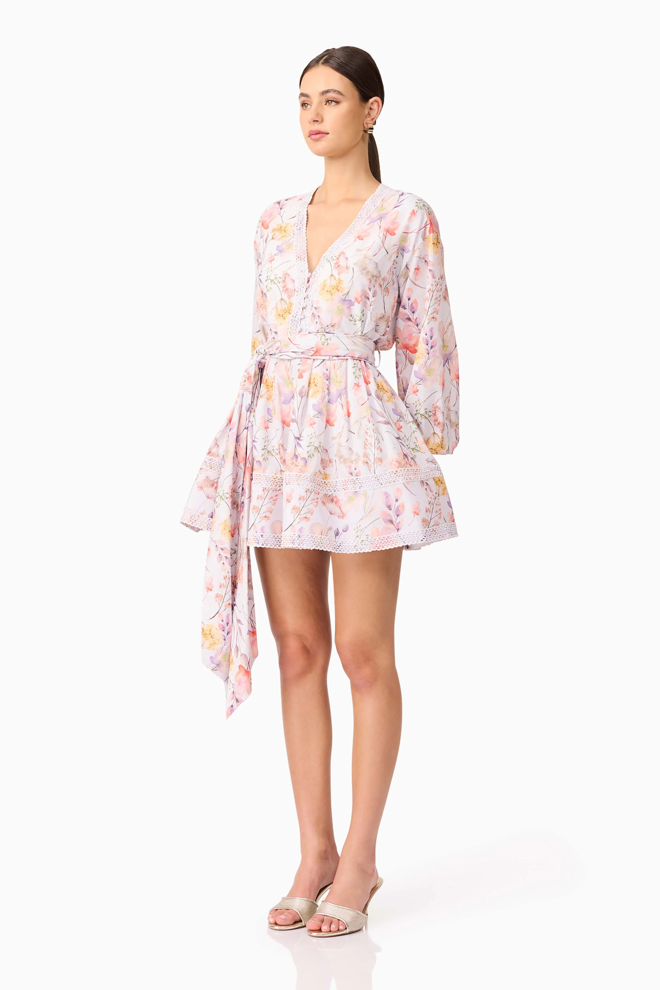 Ines Long Sleeve Mini Dress in Purple Floral - Image 3