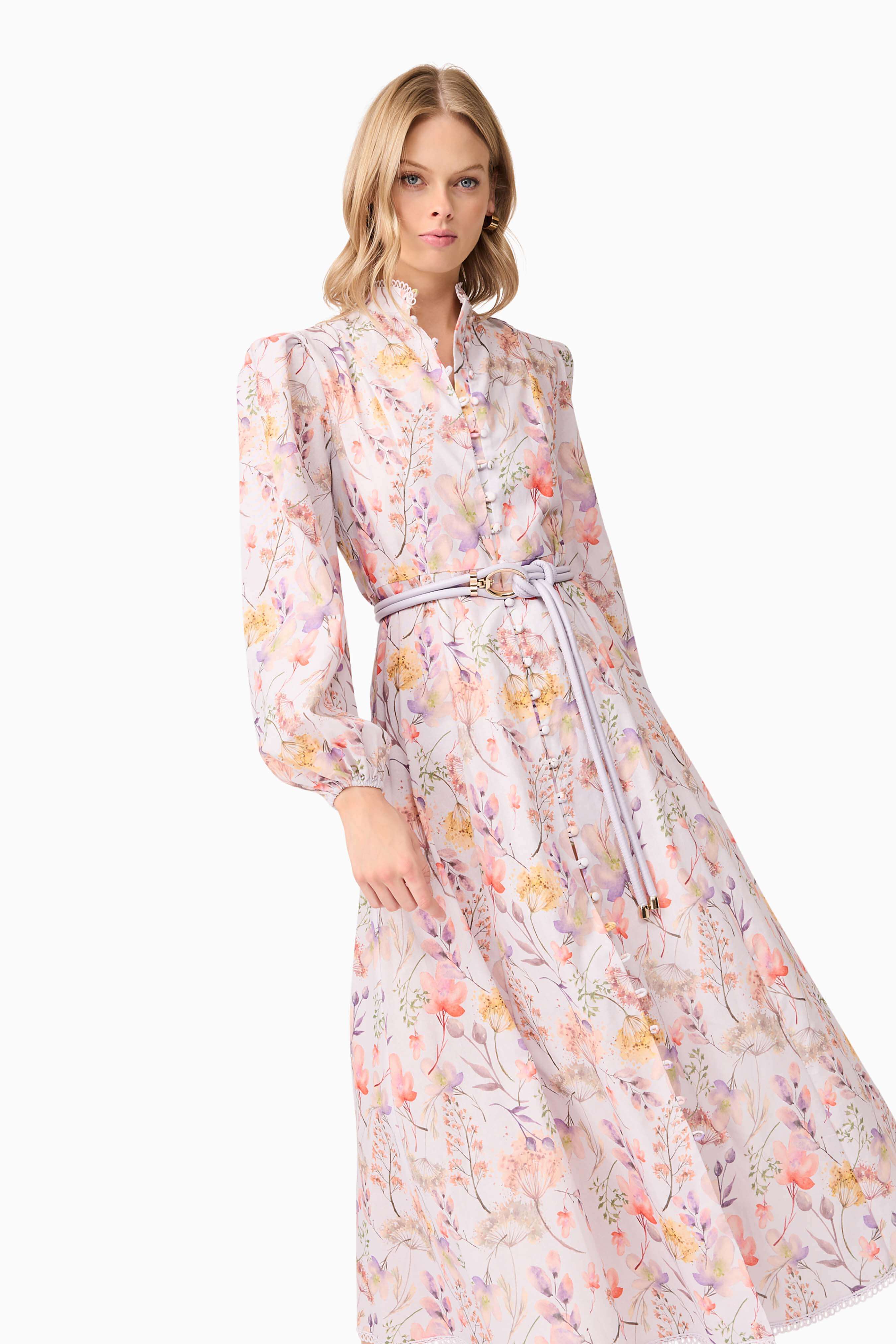 Ines Midi Shirt Dress in Purple Floral - Image 4