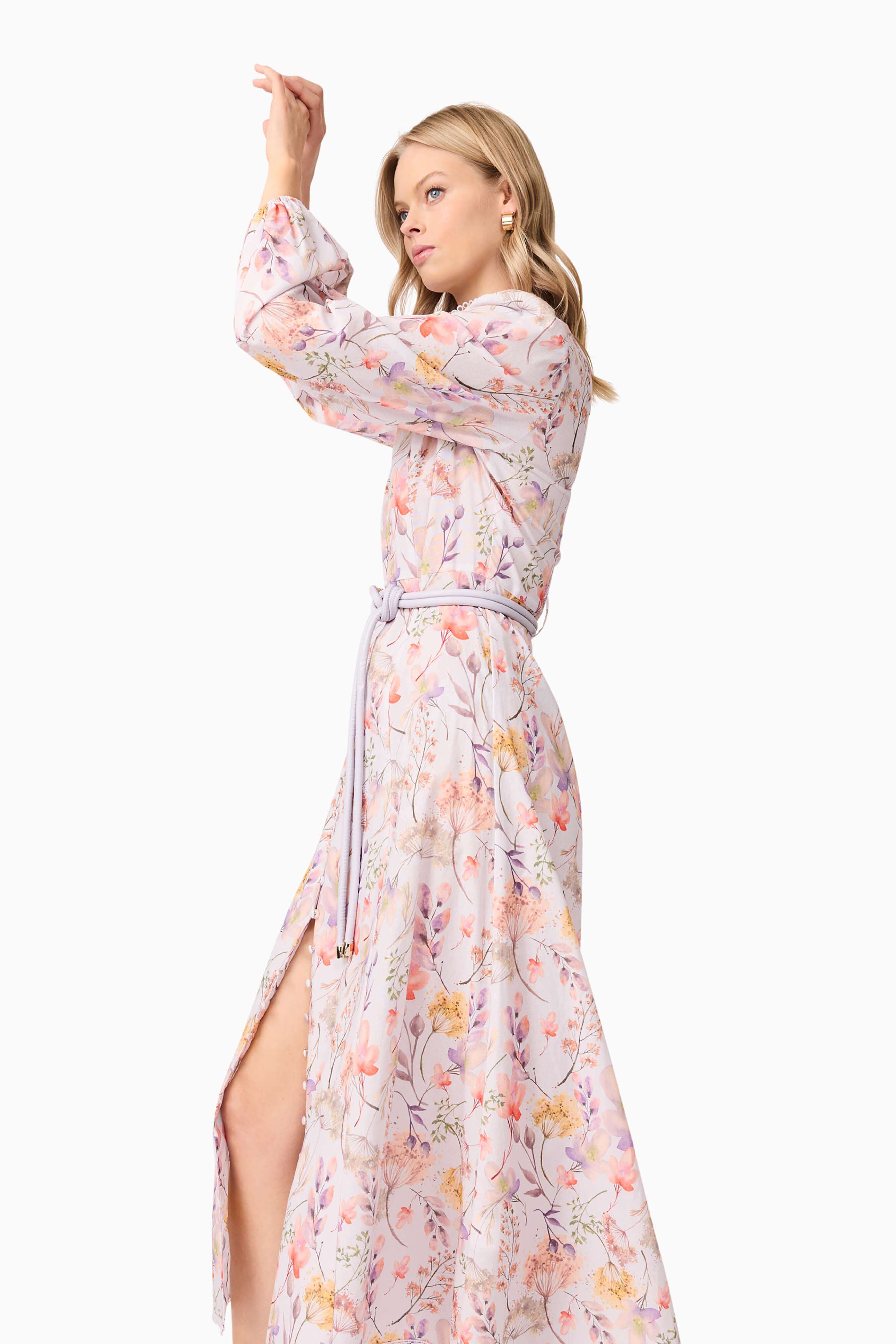 Ines Midi Shirt Dress in Purple Floral - Image 5