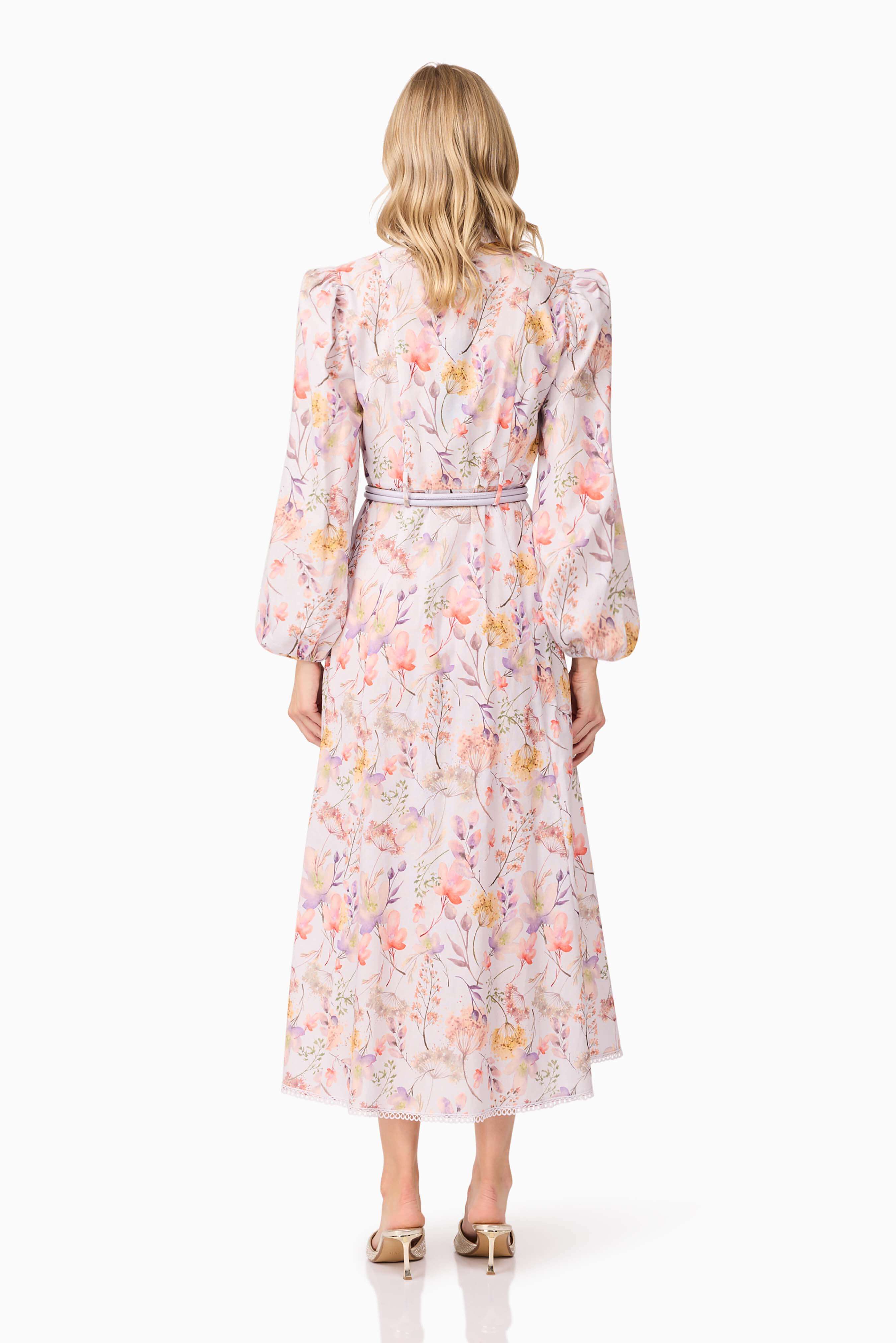 Ines Midi Shirt Dress in Purple Floral - Image 6