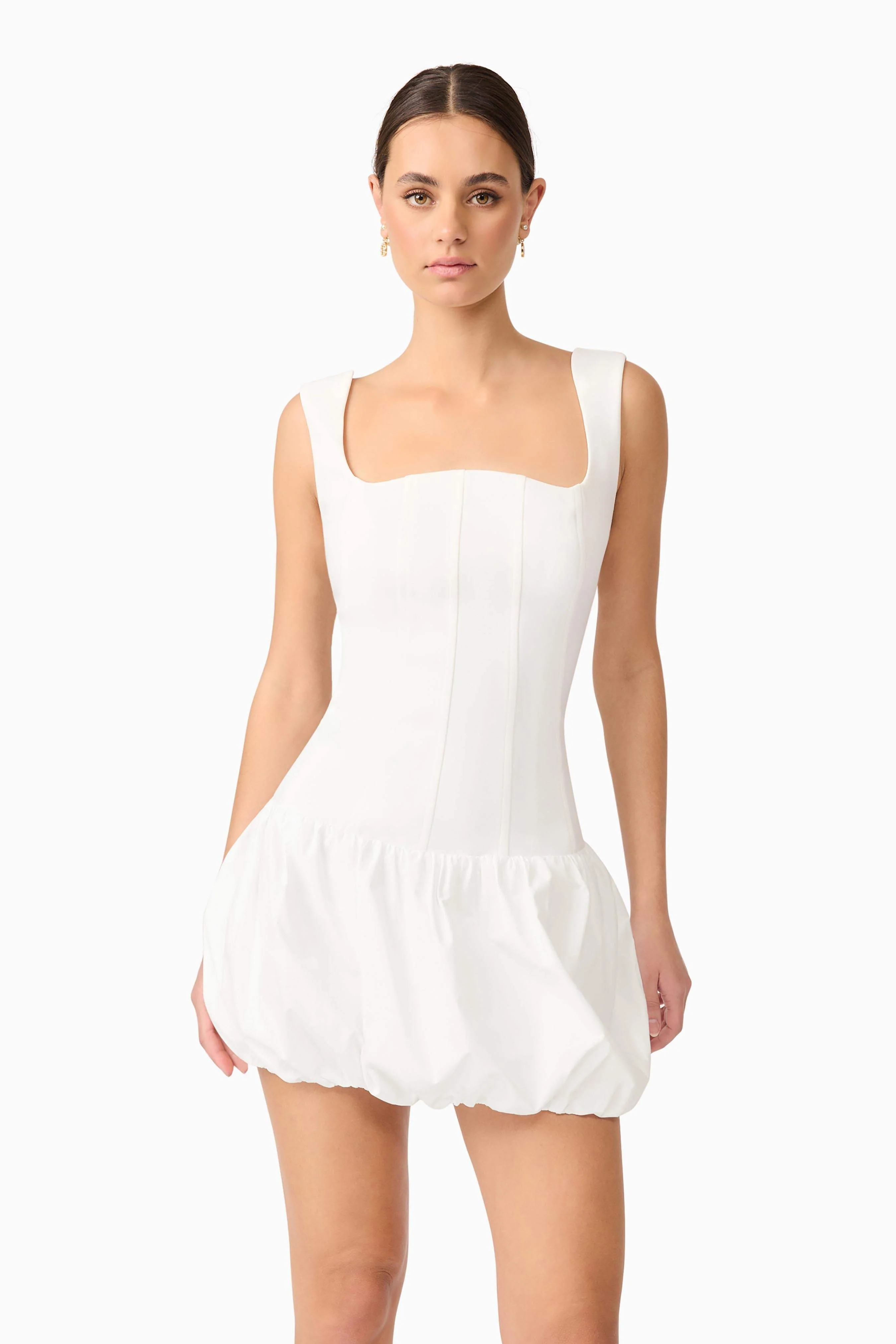 Ingrid Bubble Mini Dress in White - Image 2