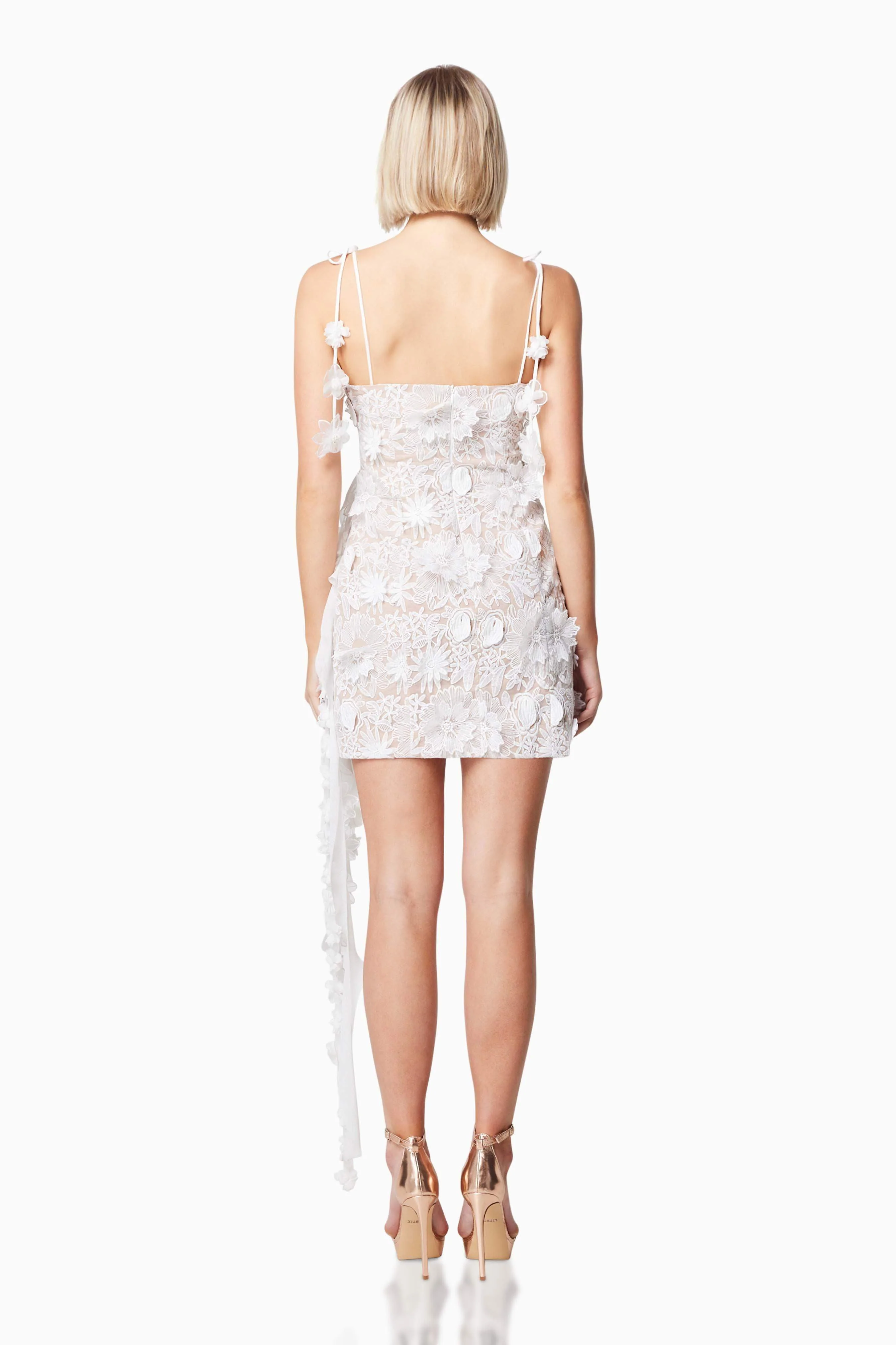 Isles 3D Rosette Mini Dress in White - Image 5