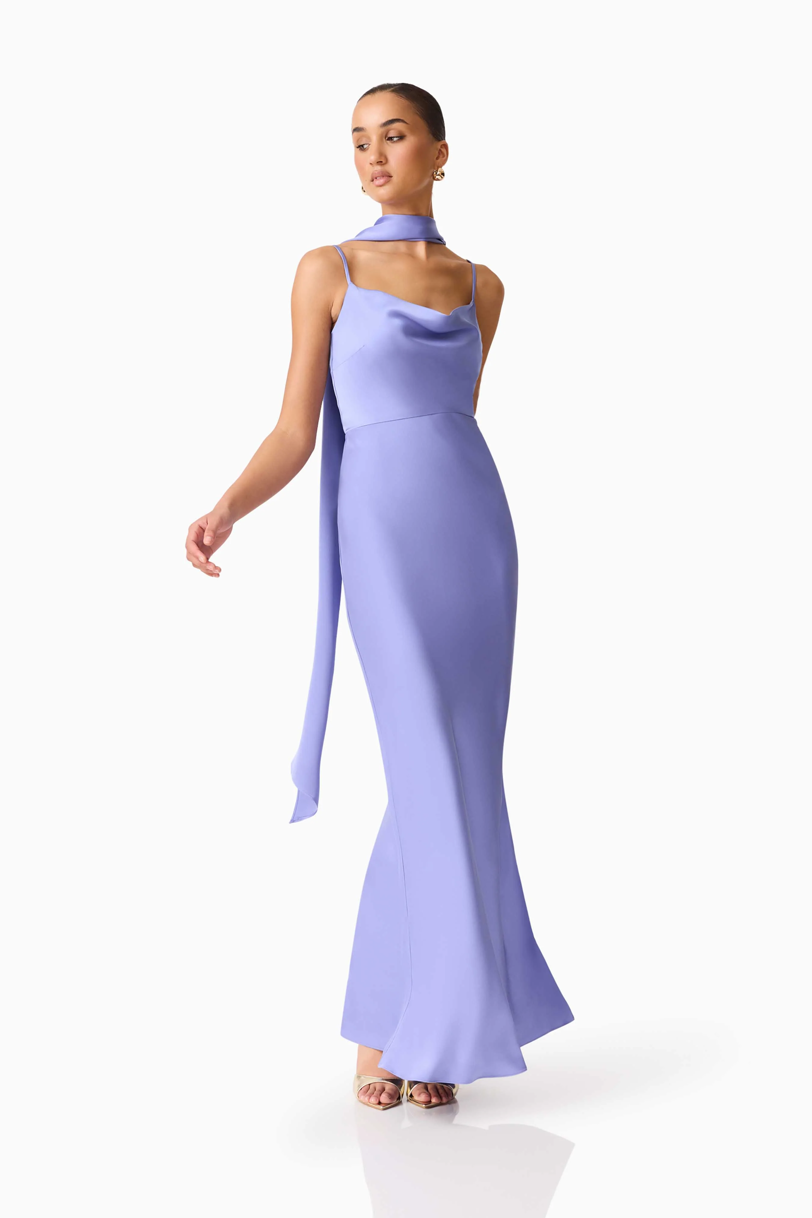 Jacinta Cowl Neck Gown in Blue - Image 2