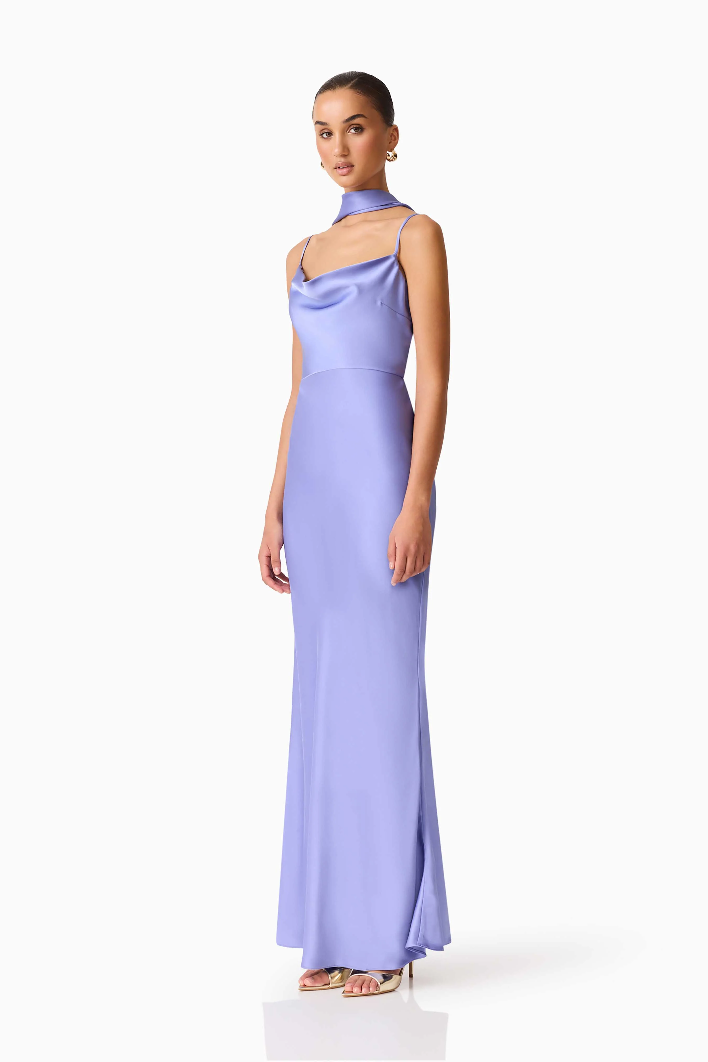 Jacinta Cowl Neck Gown in Blue - Image 3