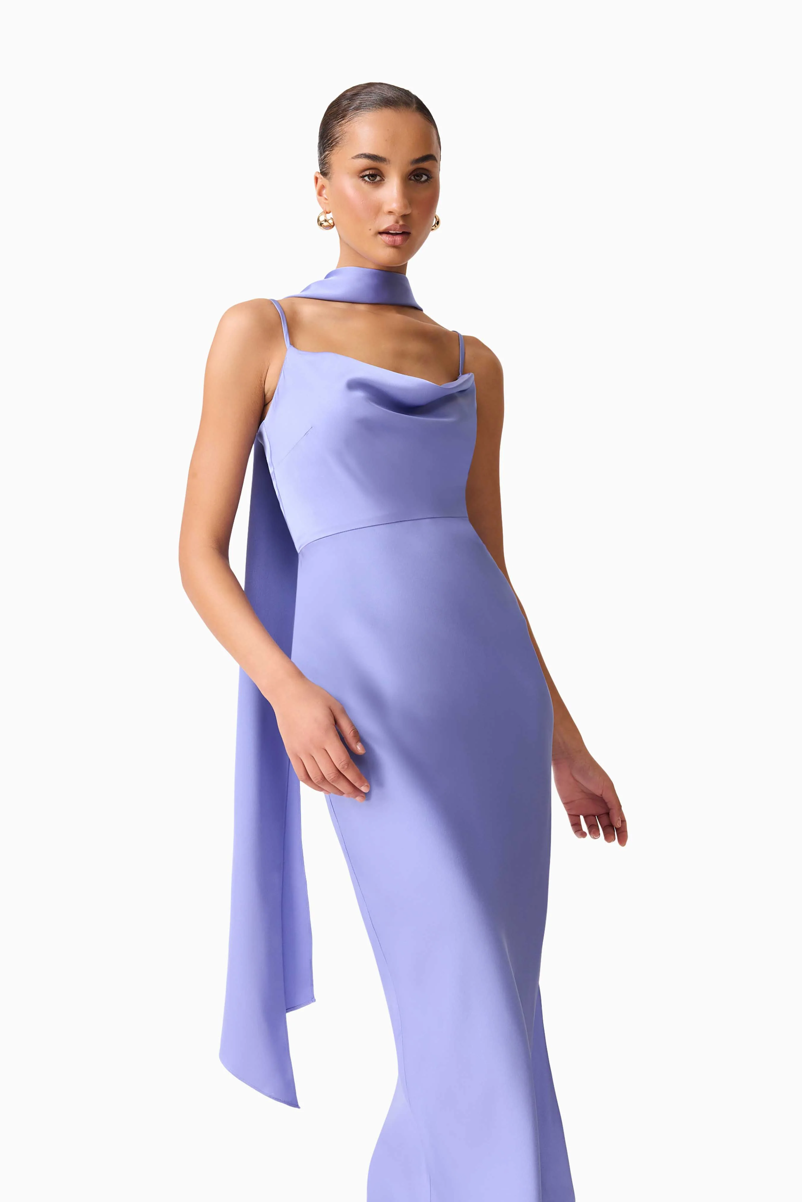 Jacinta Cowl Neck Gown in Blue - Image 4