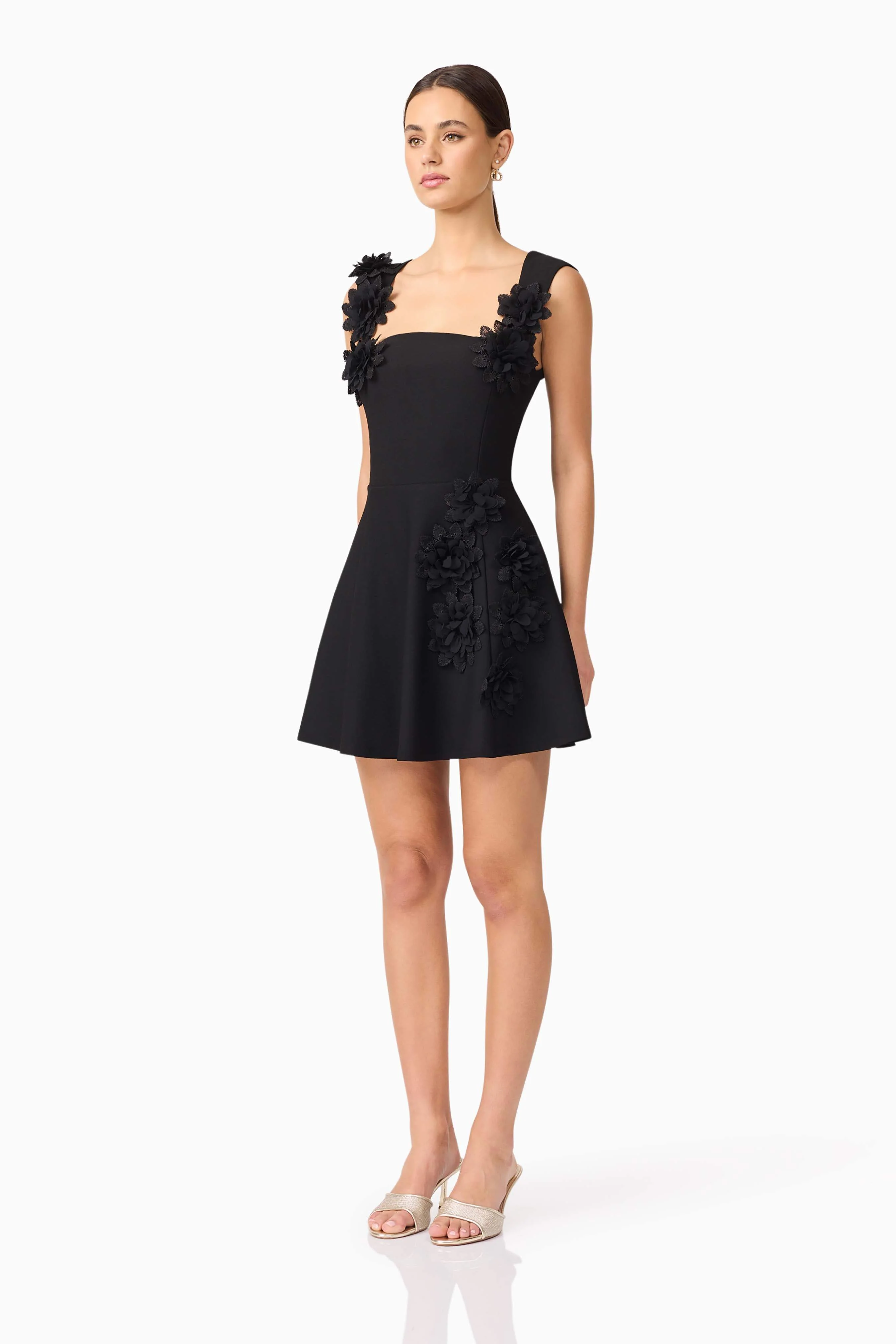 Jada Floral Mini Dress in Black - Image 4