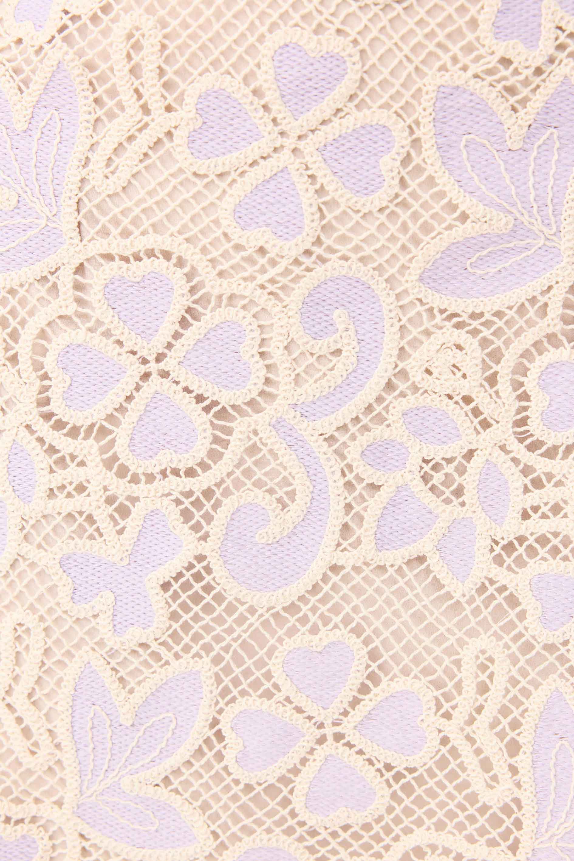 Jasmine Crochet Mini Dress in Purple & Beige - Image 6