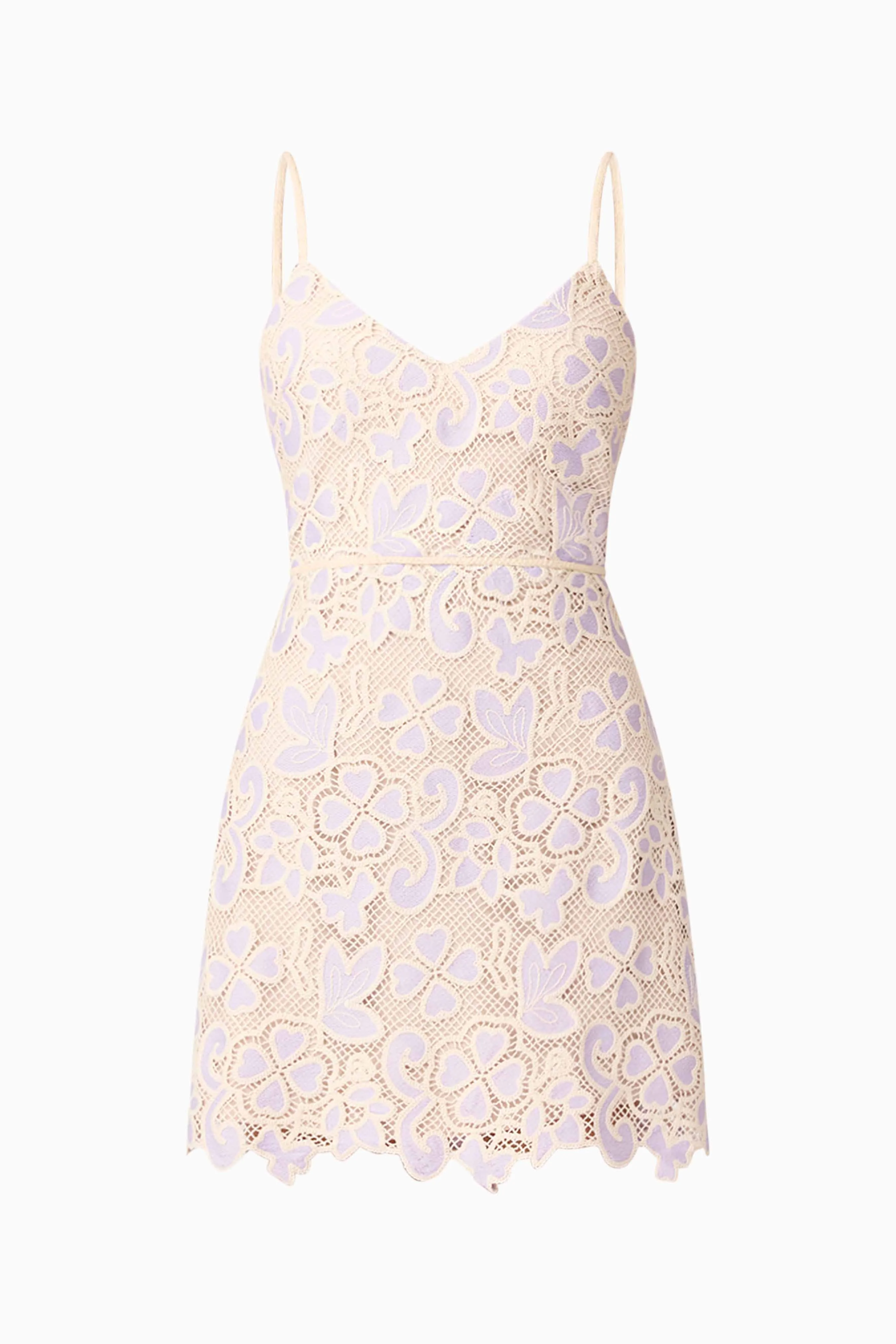 Jasmine Crochet Mini Dress in Purple & Beige - Image 7