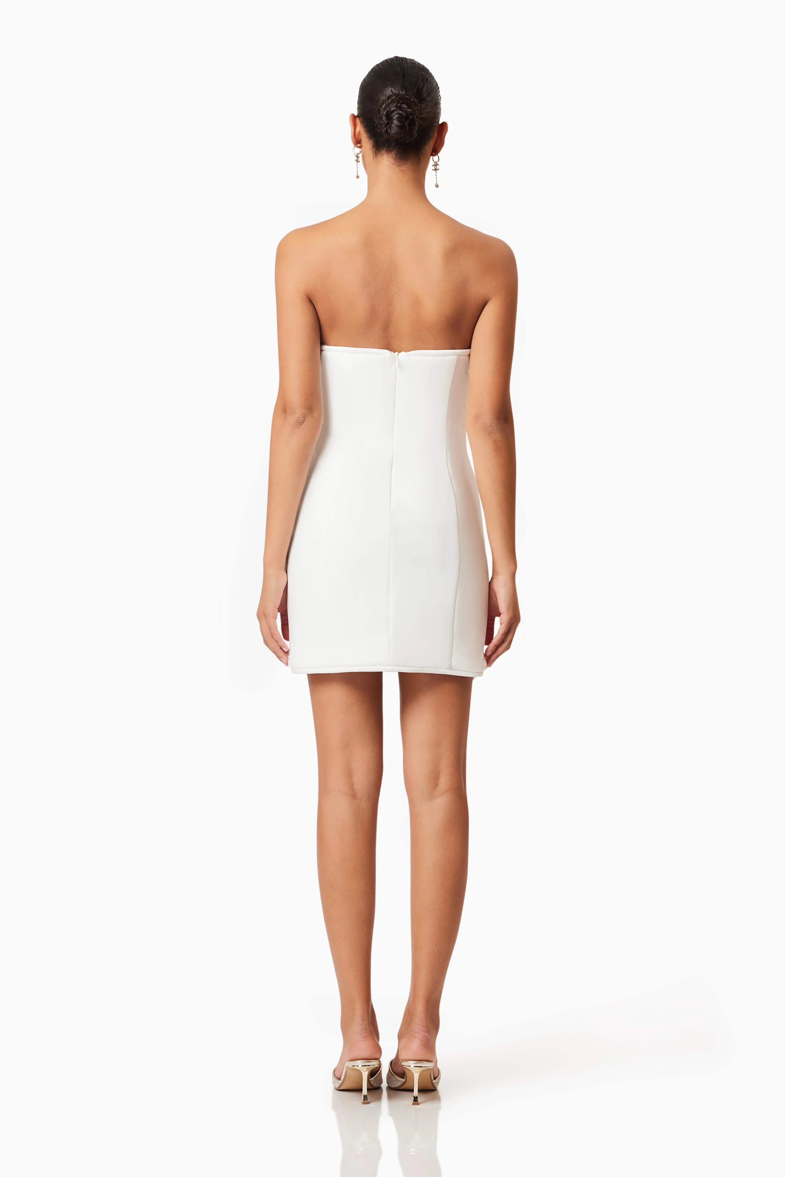 Janelle Strapless Mini Dress In White - Image 5