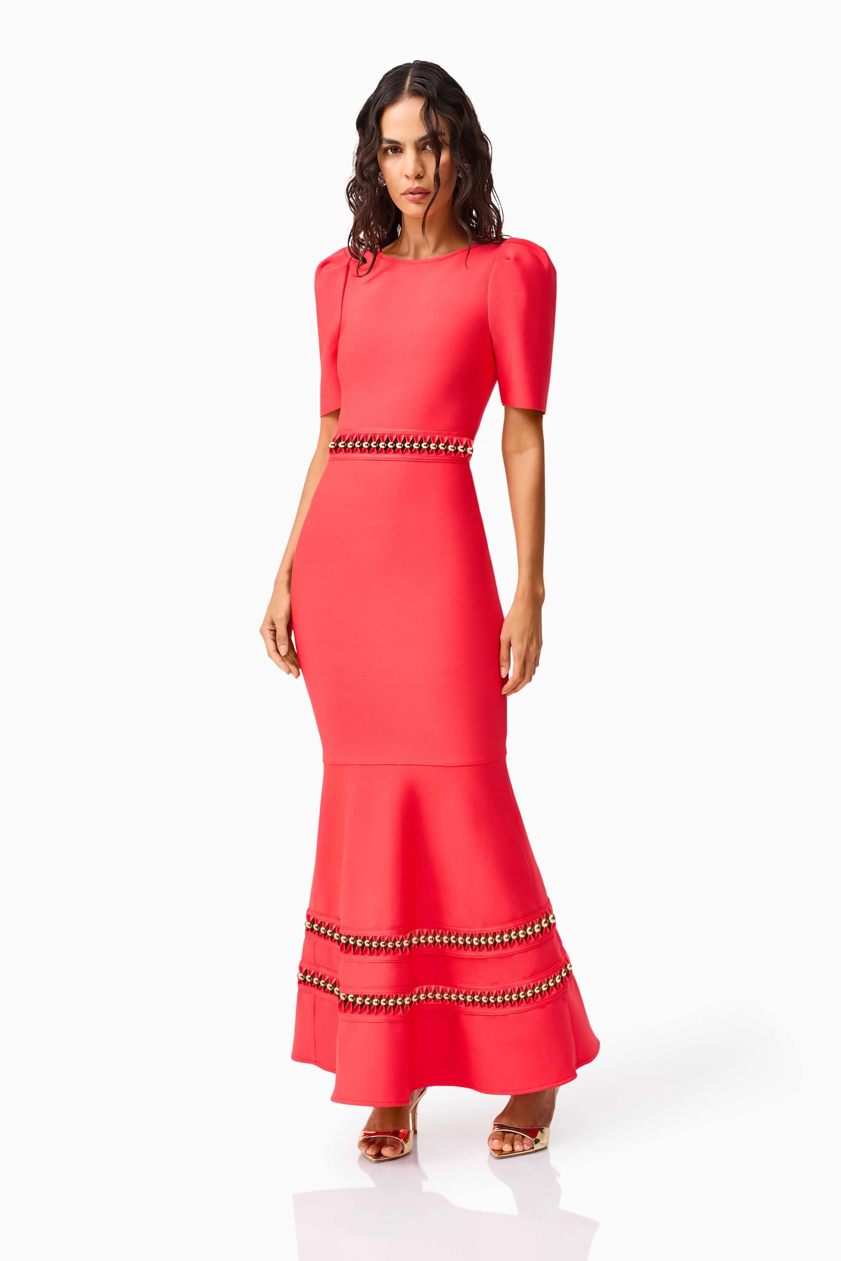 Jesselle Short Sleeve Gown in Red - Image 5