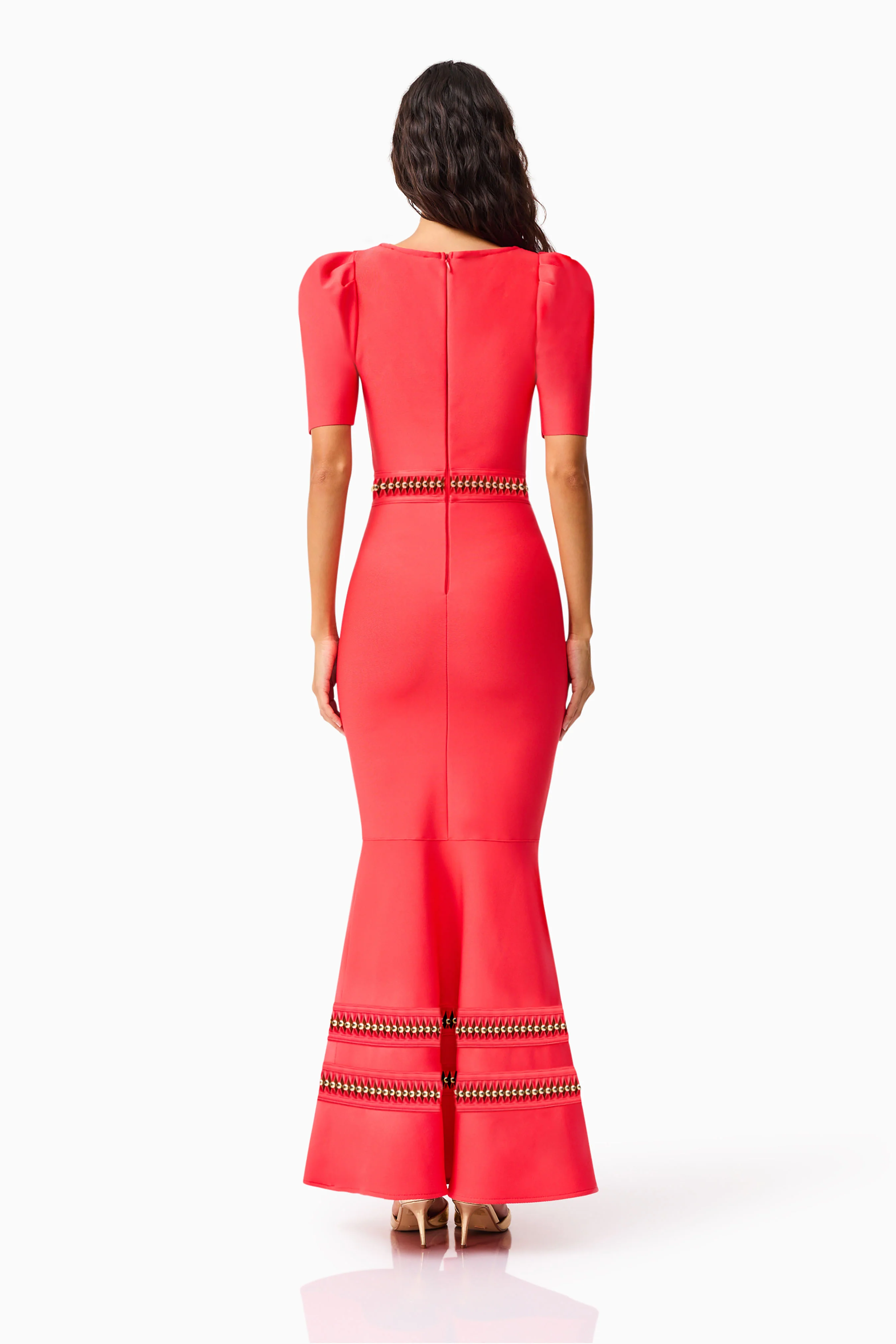 Jesselle Short Sleeve Gown in Red - Image 6