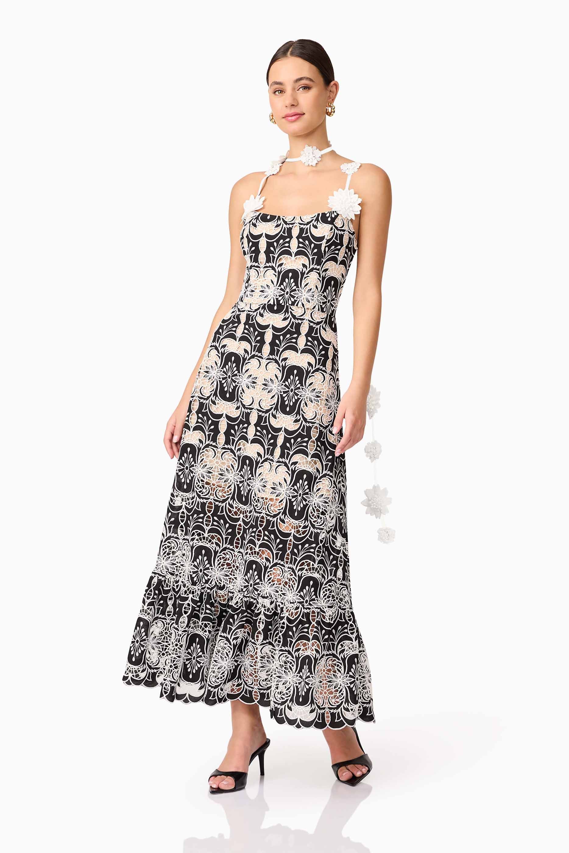 Jolie Floral Midi Dress in Black - Image 3