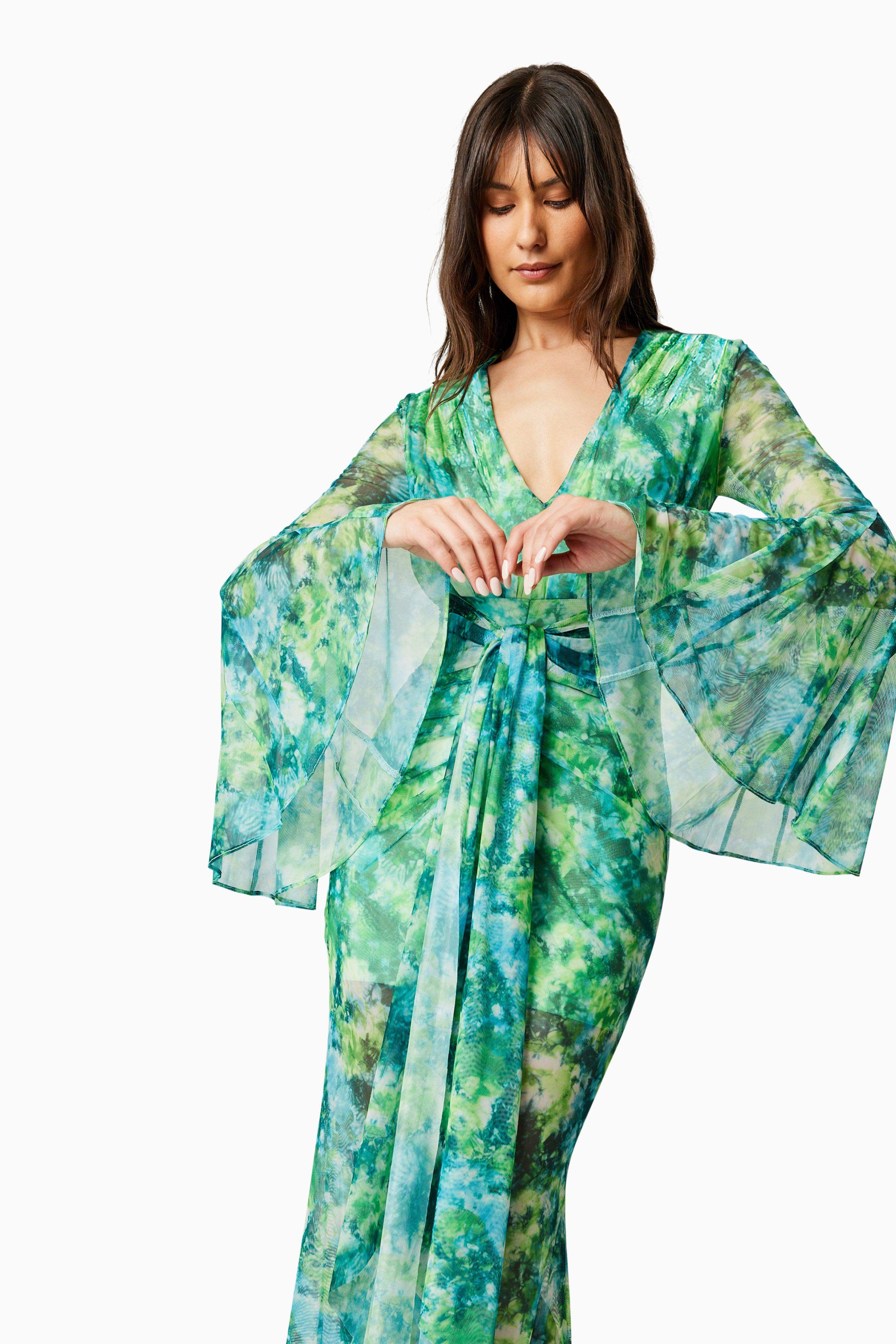 Jonquil Long Sleeve Maxi Dress In Green - Image 6