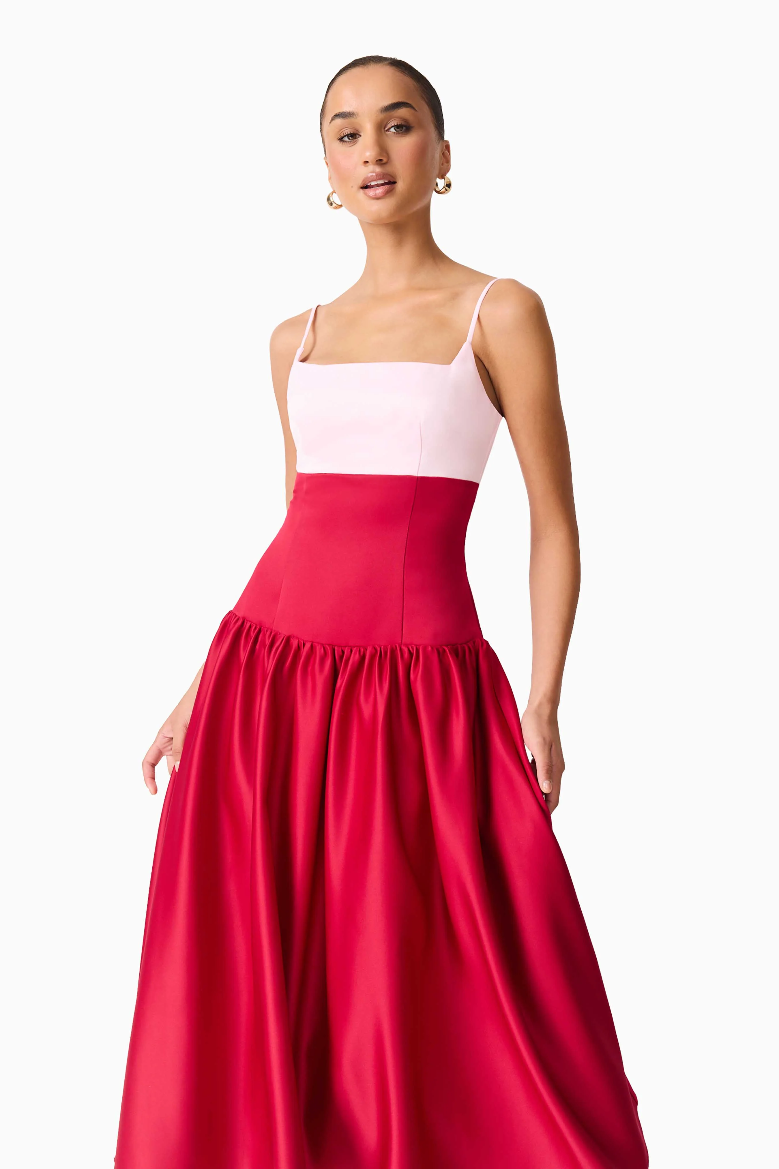 June A-Line Gown in Pink & Red - Image 3