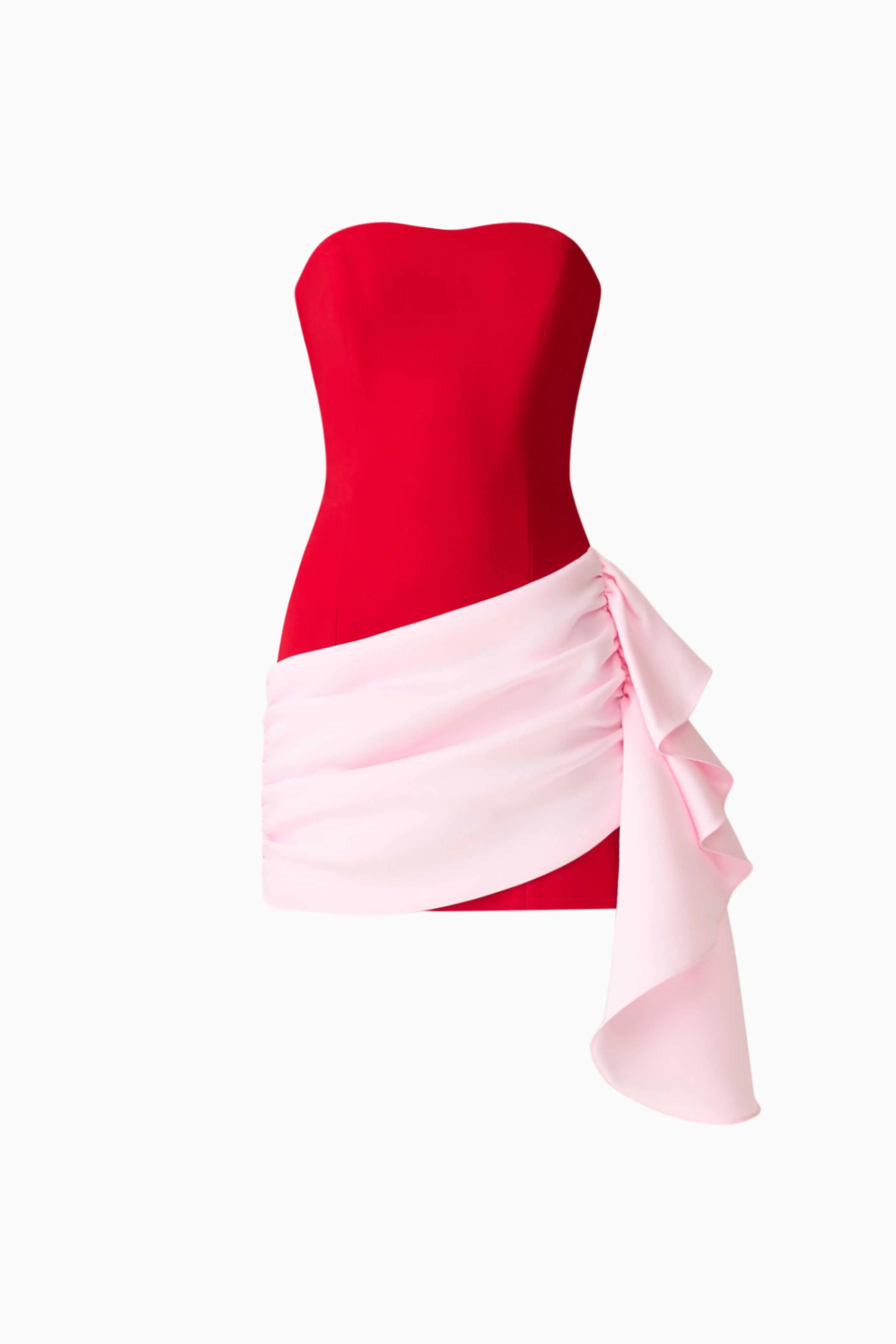 June Strapless Mini Dress in Red & Pink - Image 8