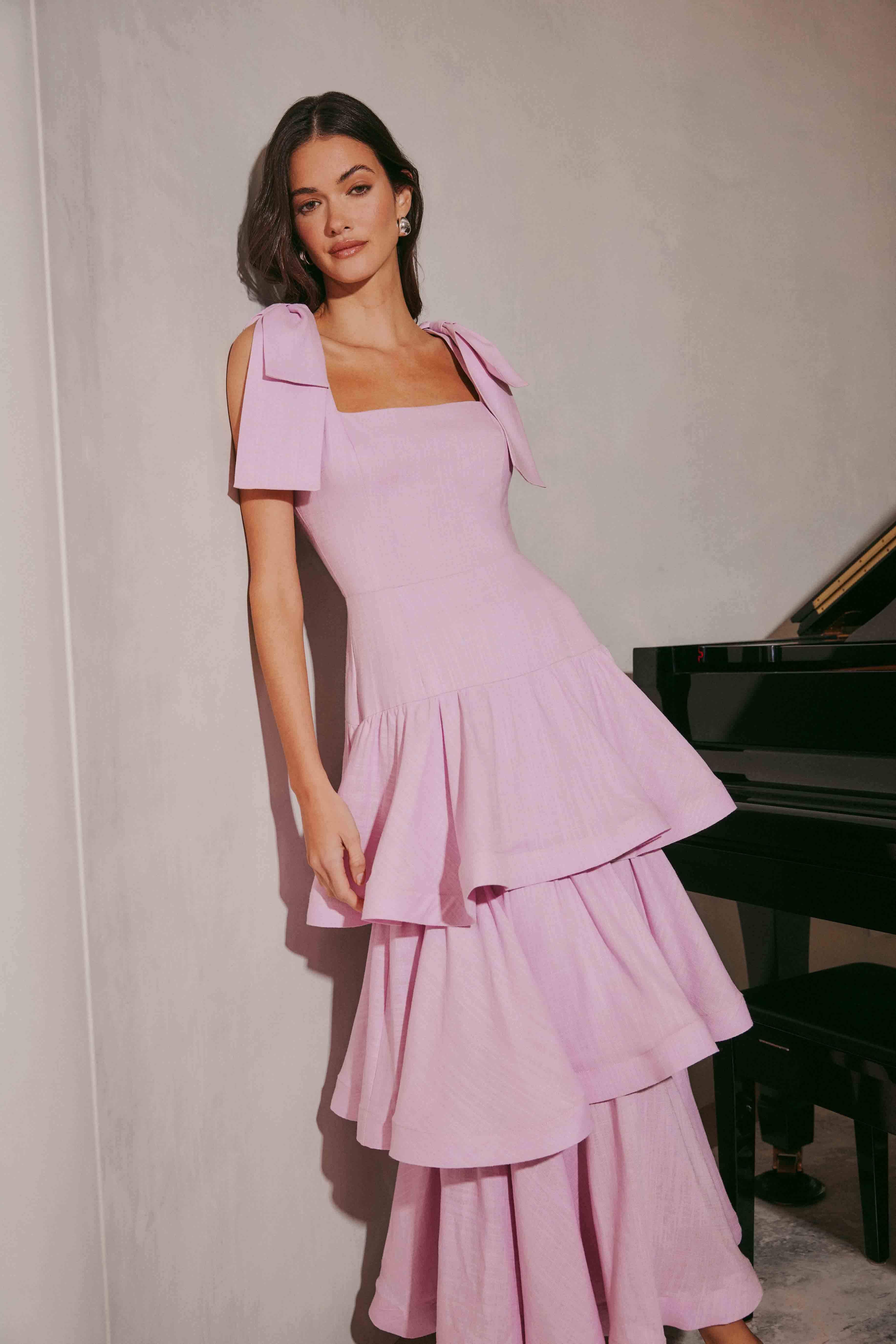 Kara Tiered Maxi Dress in Purple - Image 2