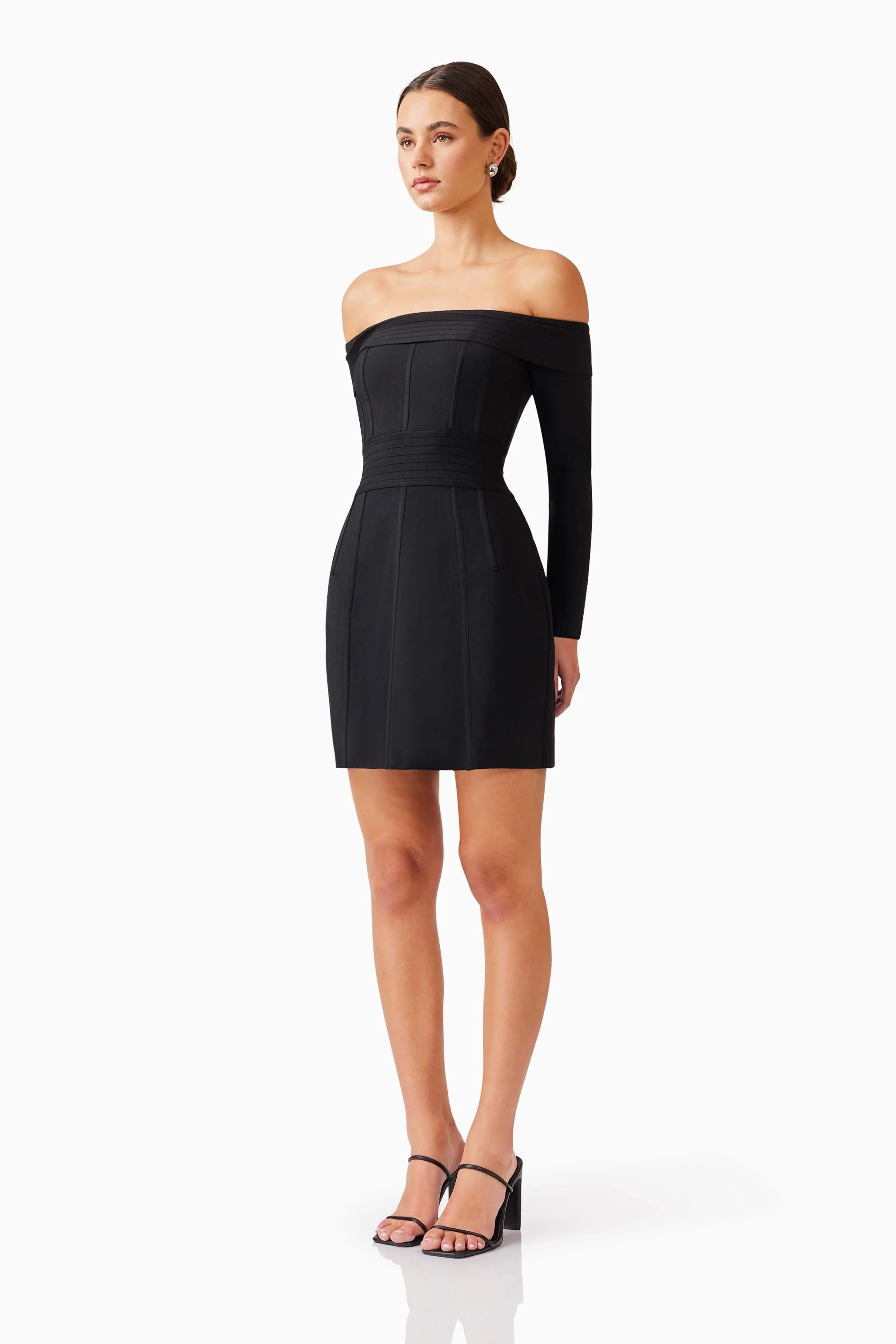 Katlyn Off The Shoulder Mini Dress in Black - Image 3