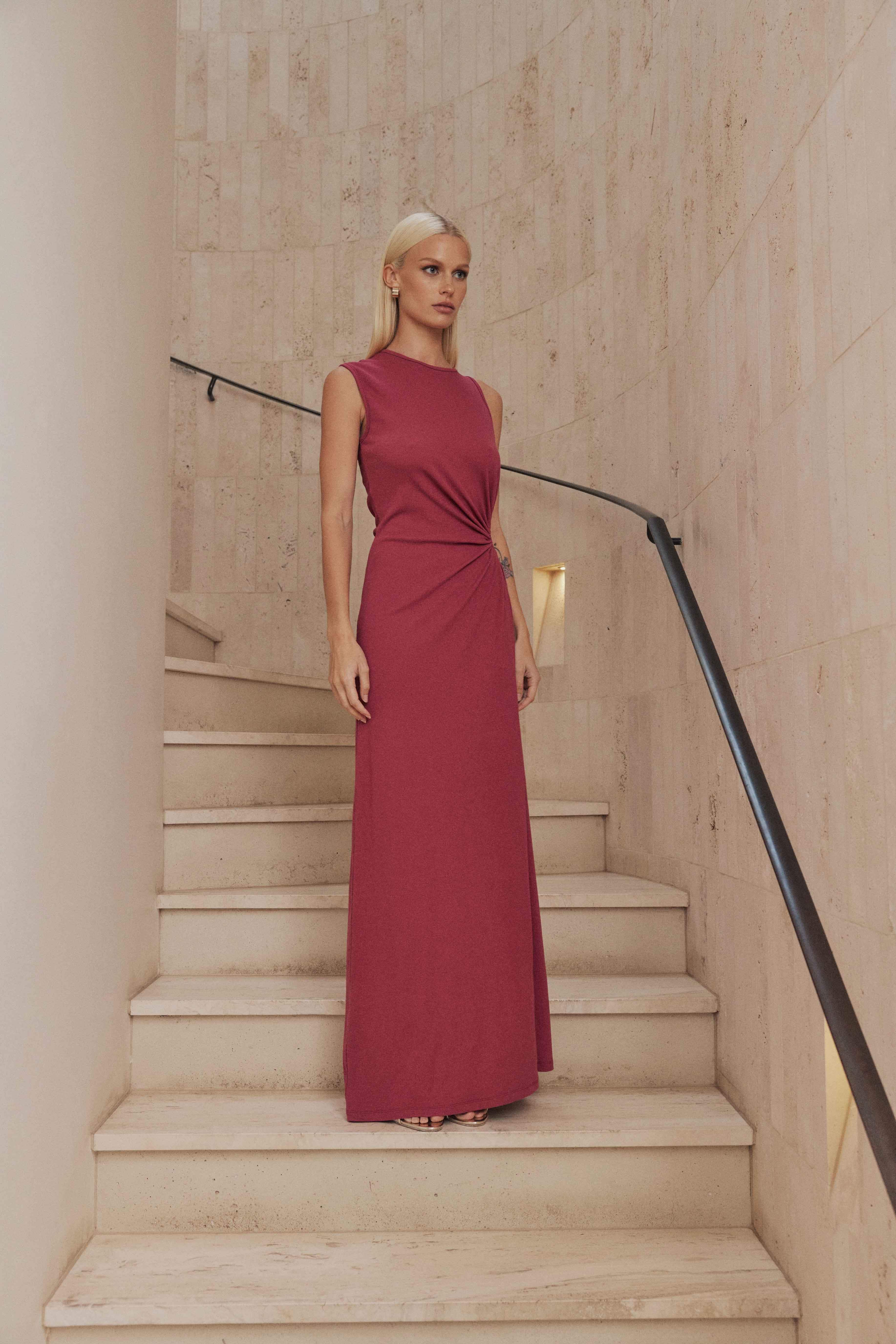 CURAAE Kendall Sleeveless Maxi Dress in Pink - Image 3