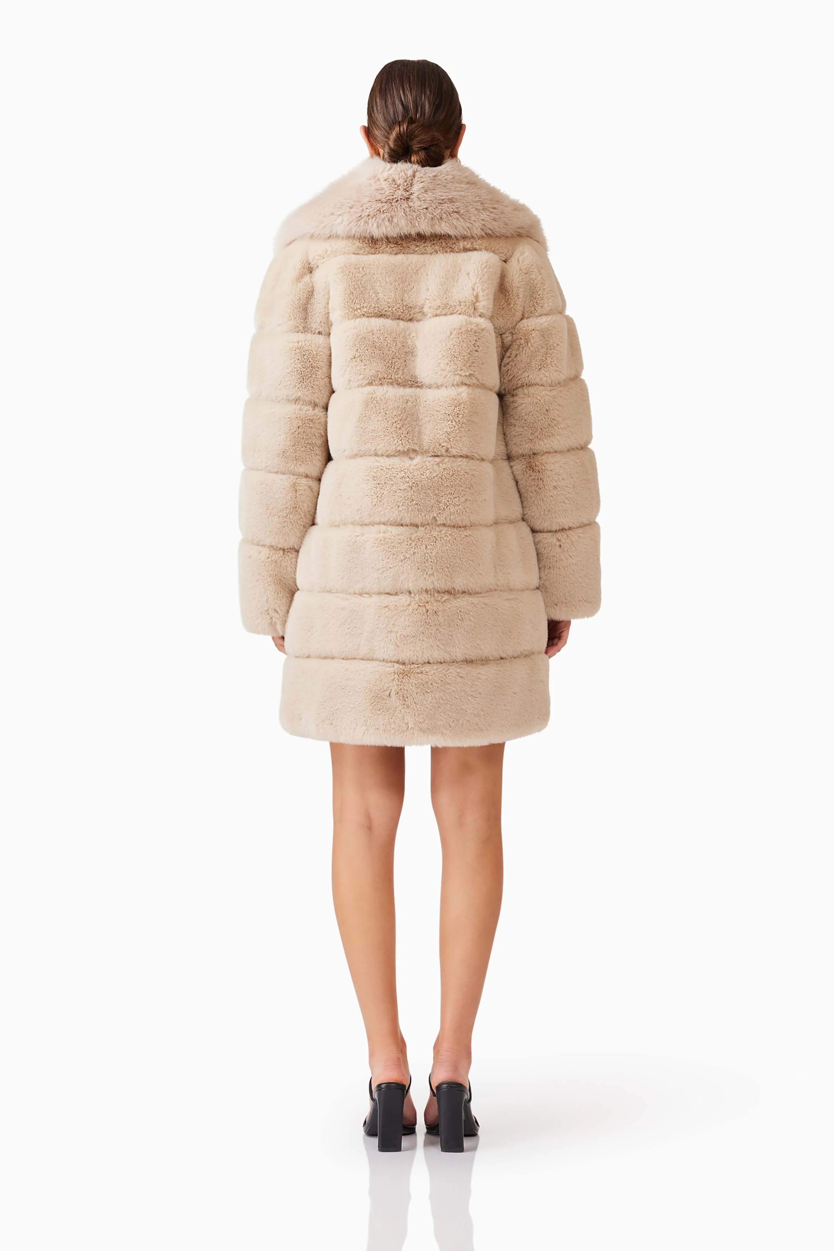 Keystone Faux Fur Coat in Beige - Image 7