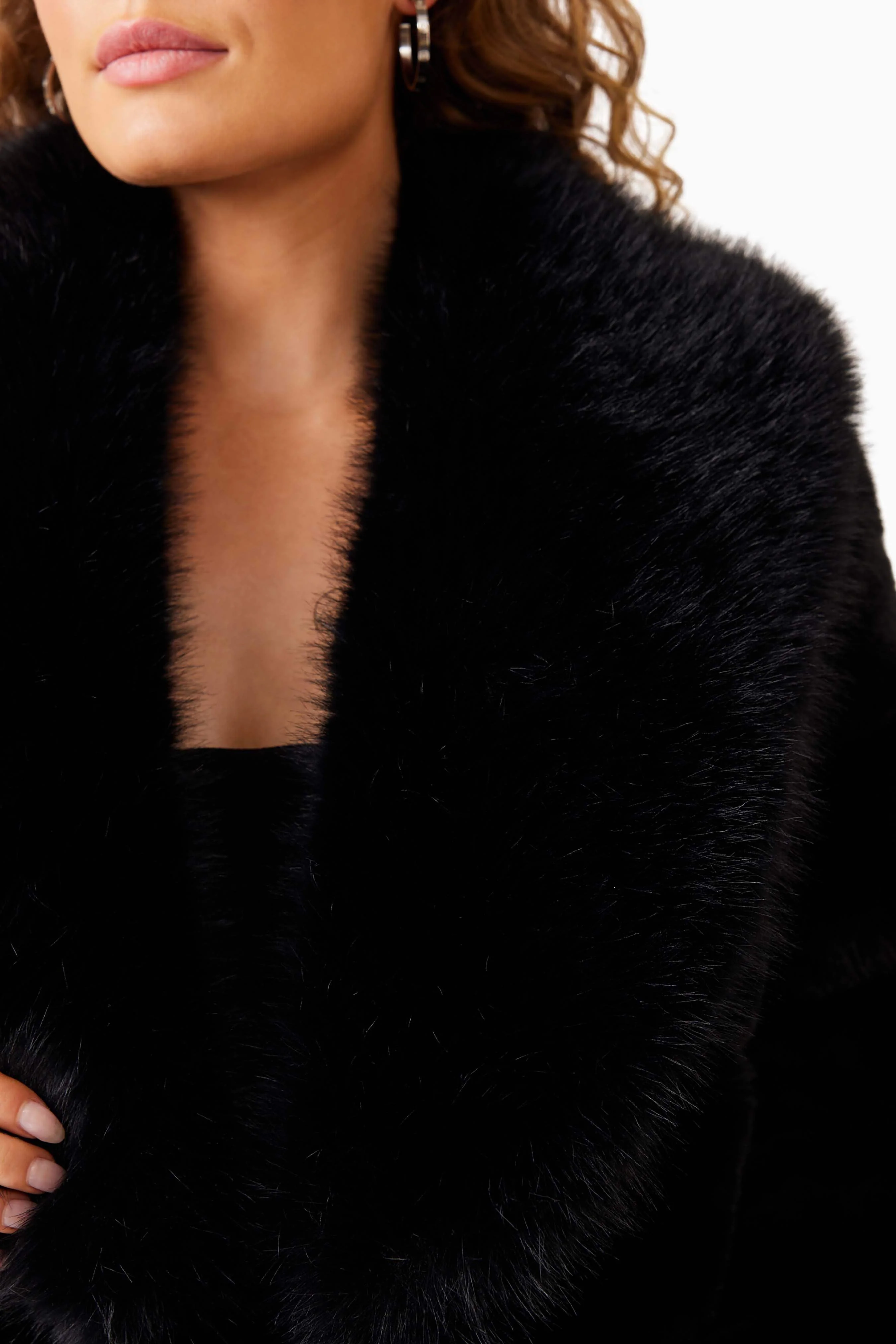 Keystone Faux Fur Coat in Black - Image 6