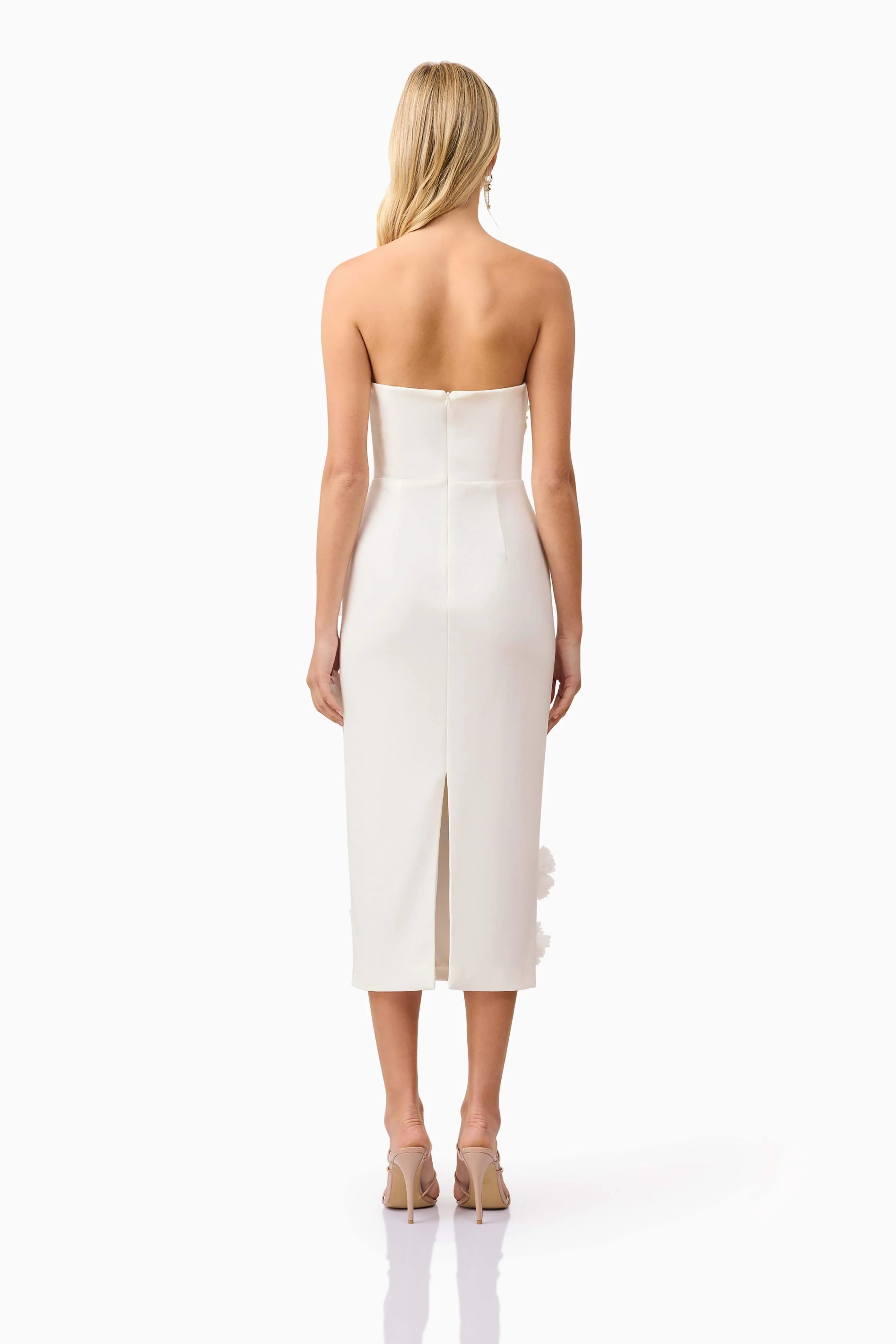 Kiara Strapless Midi Dress in White - Image 5