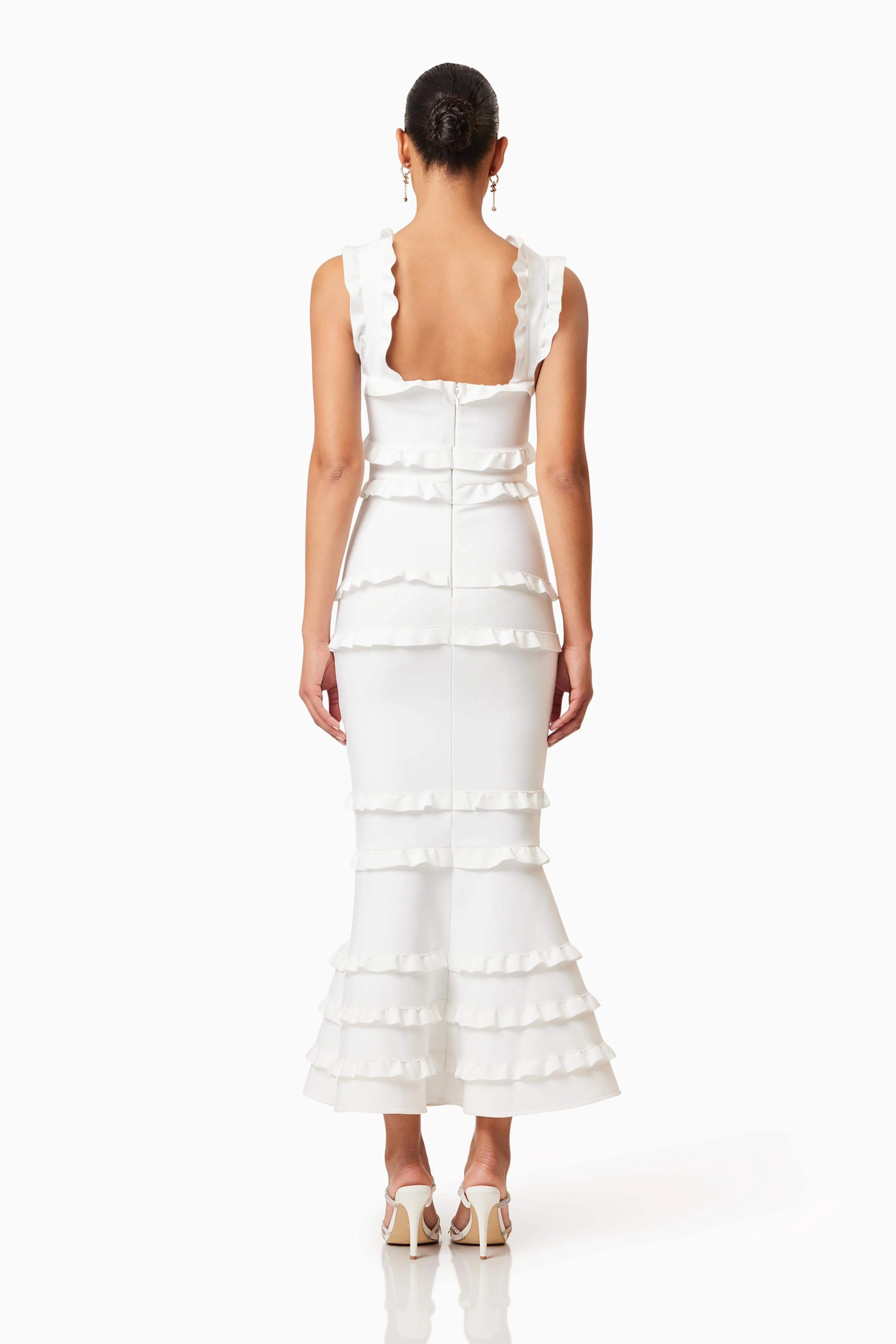 Kimberly Frill Maxi Dress in White - Image 5