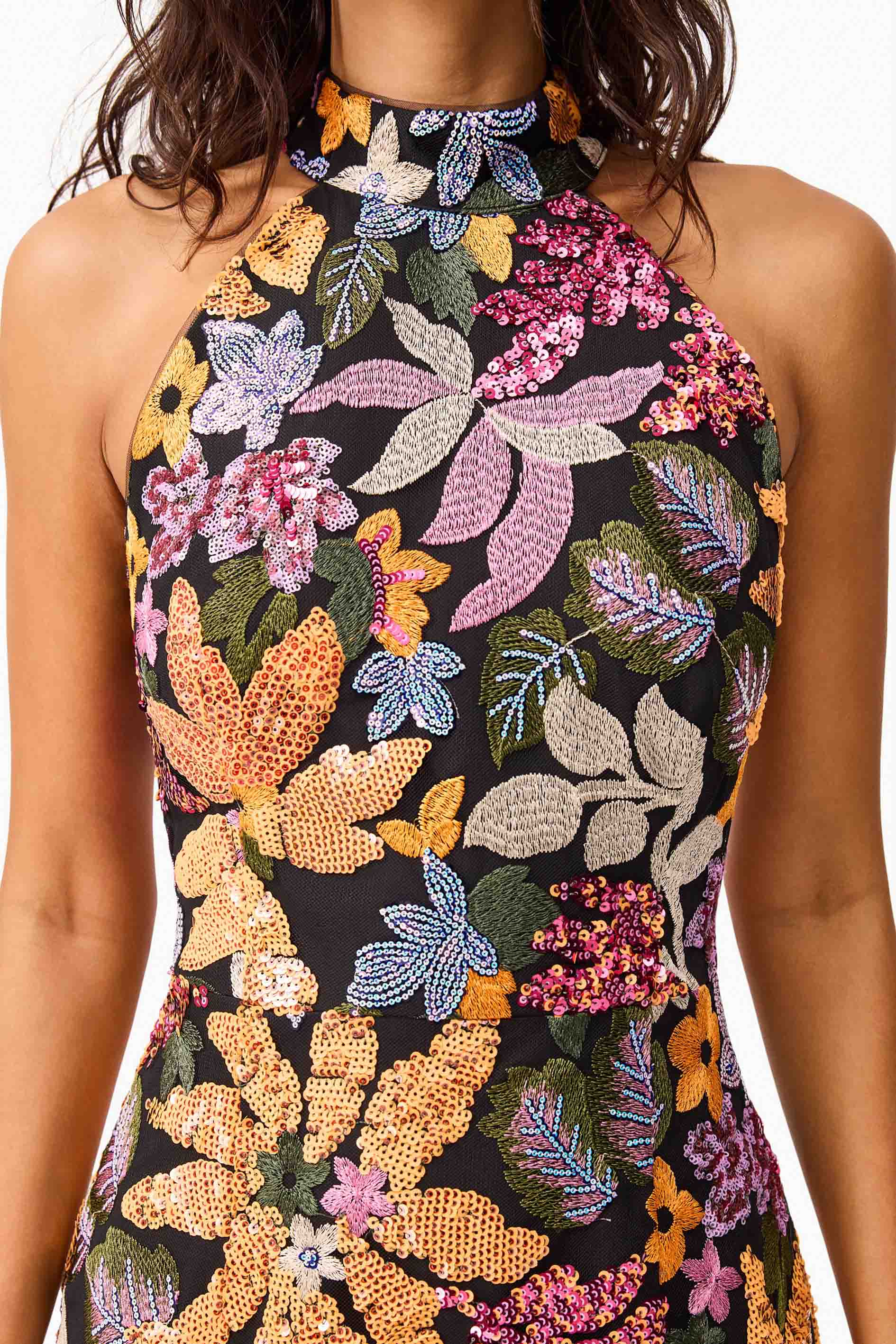 Kiran Halter Gown in Orange Floral - Image 6