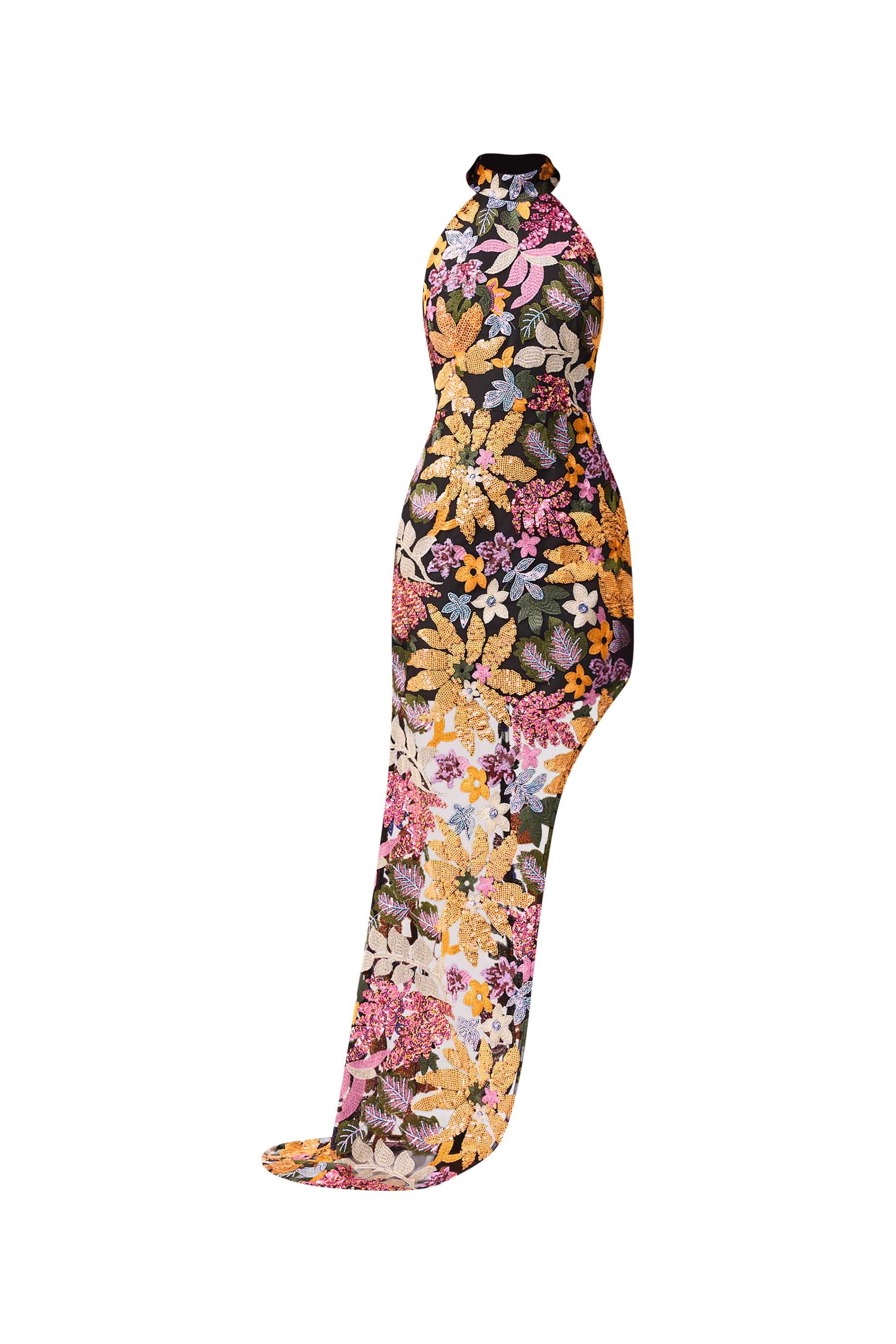 Kiran Halter Gown in Orange Floral - Image 7