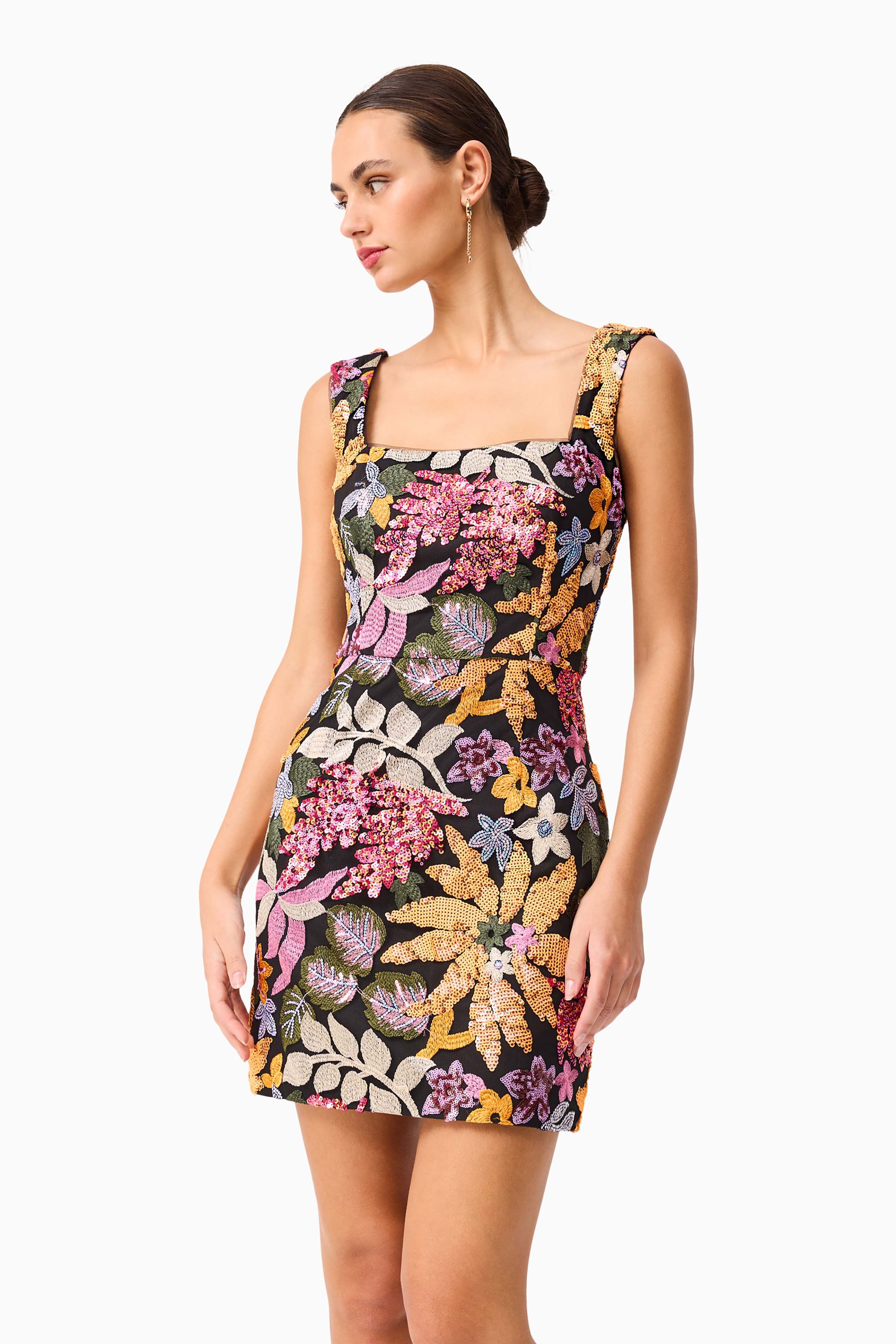 Kiran Party Mini Dress in Orange Floral - Image 2