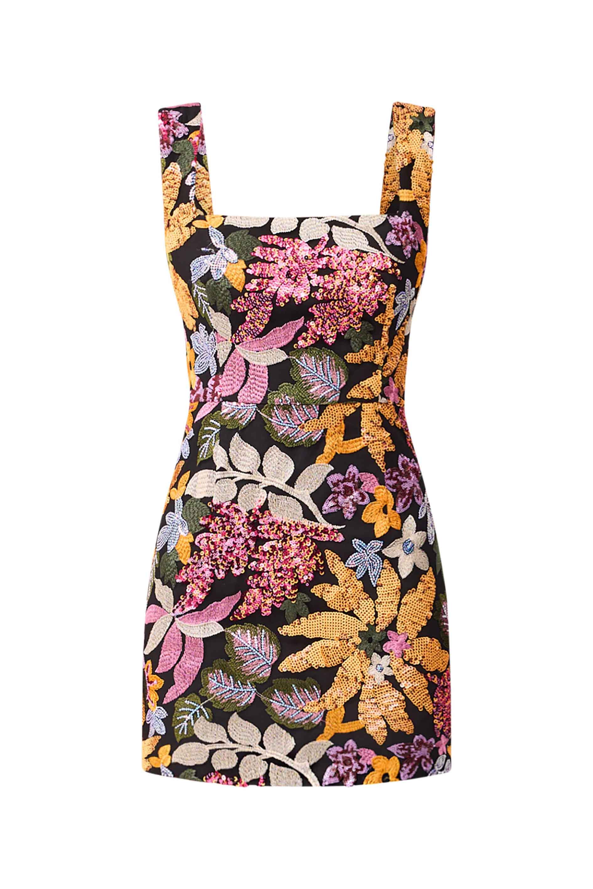 Kiran Party Mini Dress in Orange Floral - Image 7