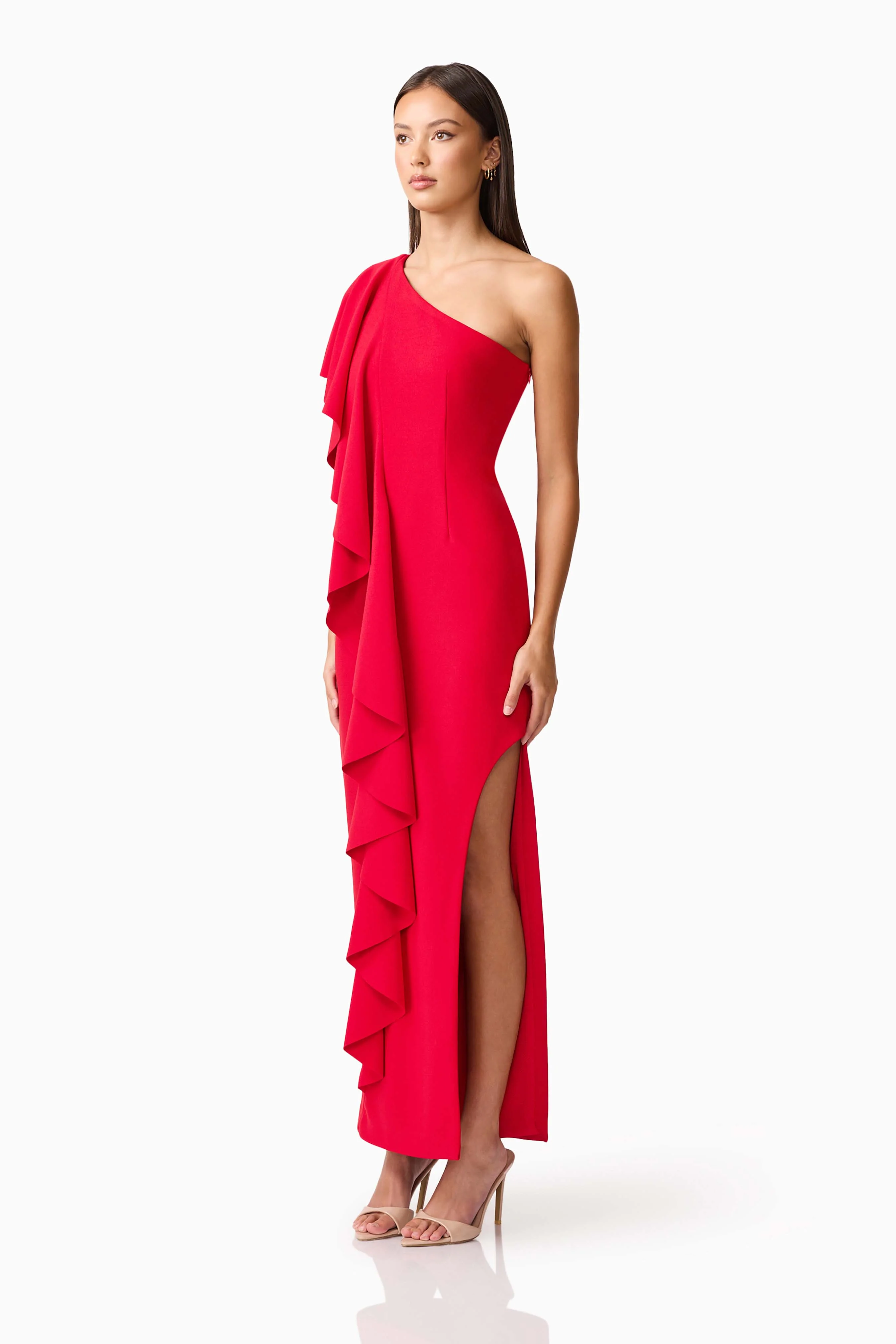 Lila Asymmetrical Gown in Red - Image 3