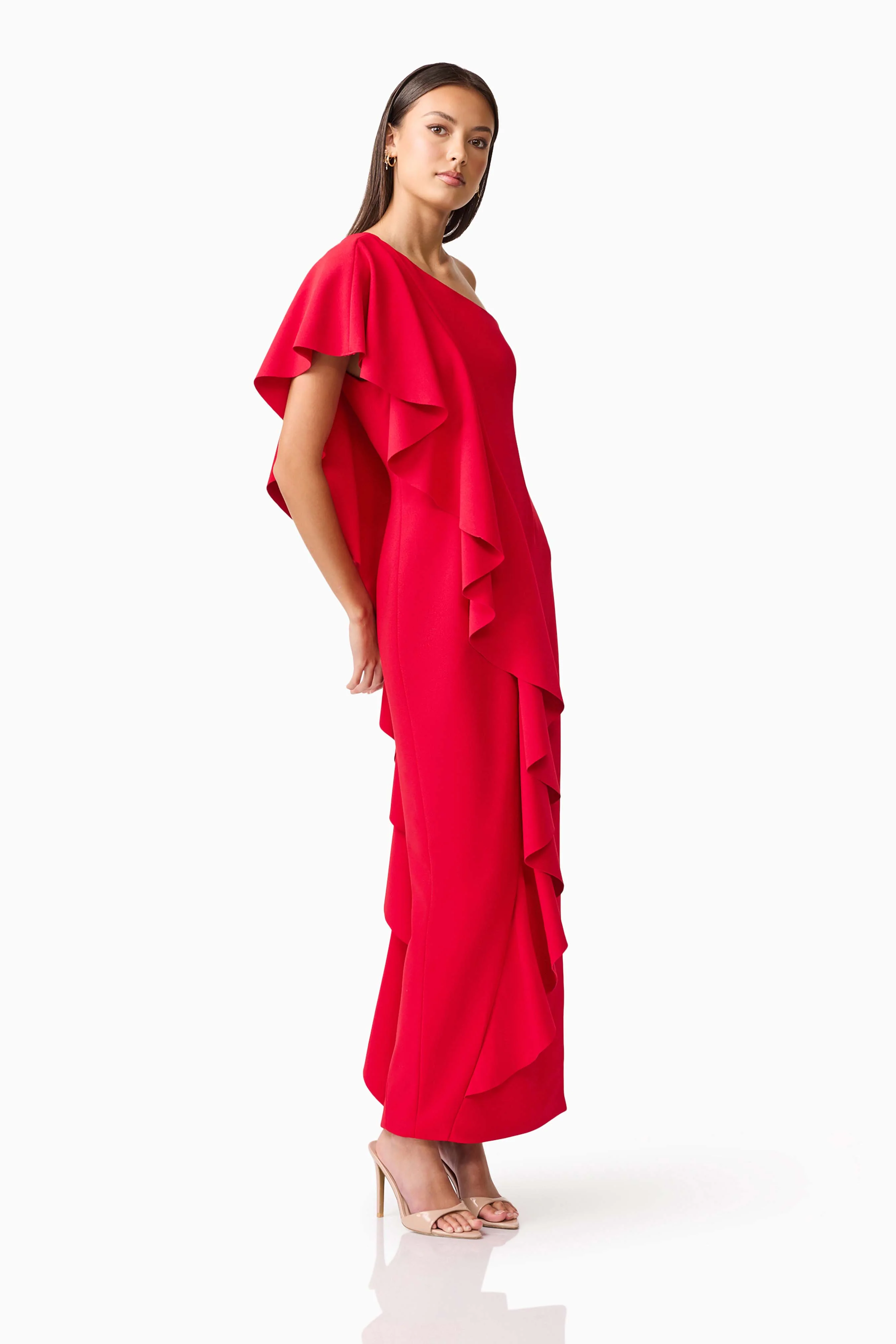 Lila Asymmetrical Gown in Red - Image 4