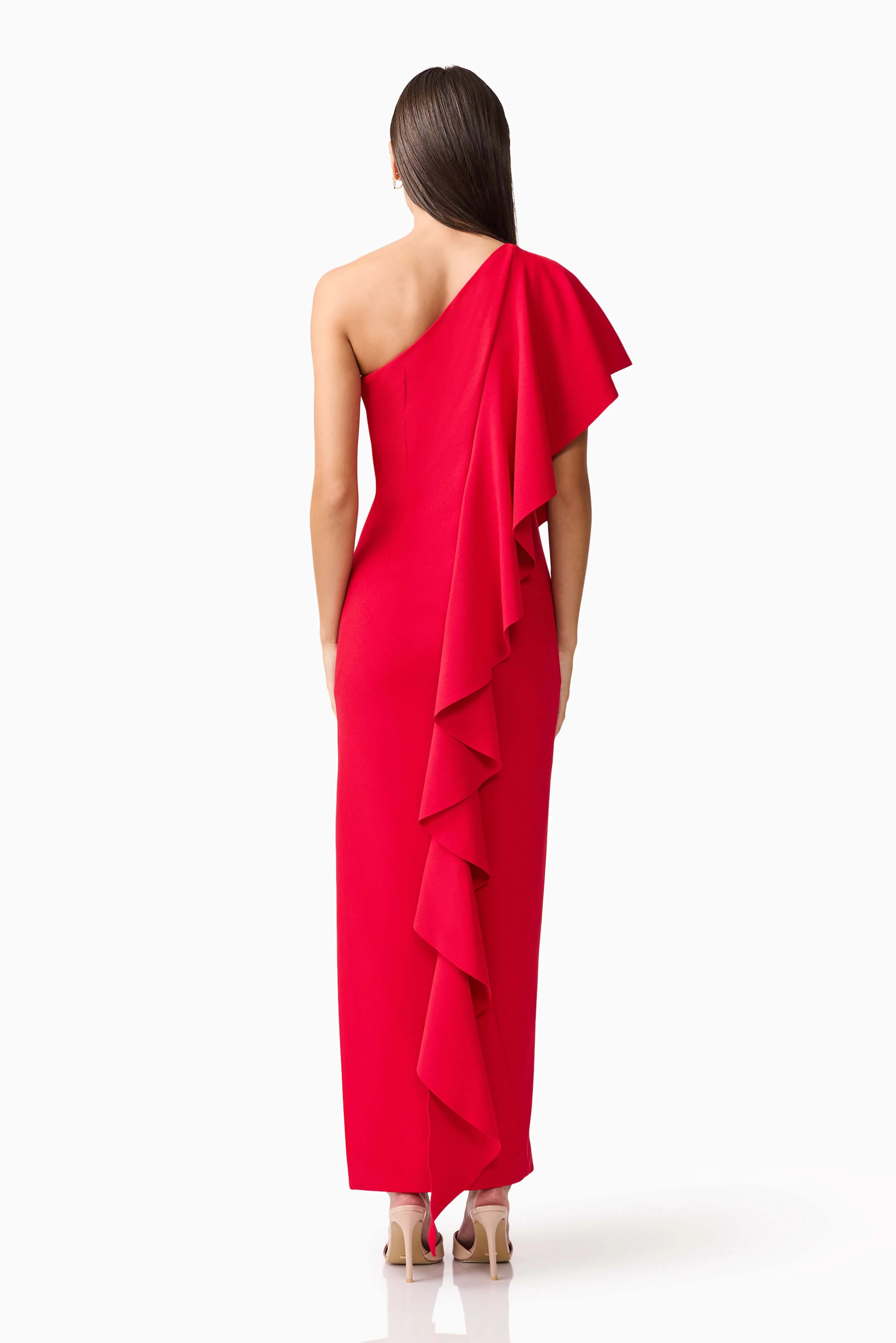 Lila Asymmetrical Gown in Red - Image 5