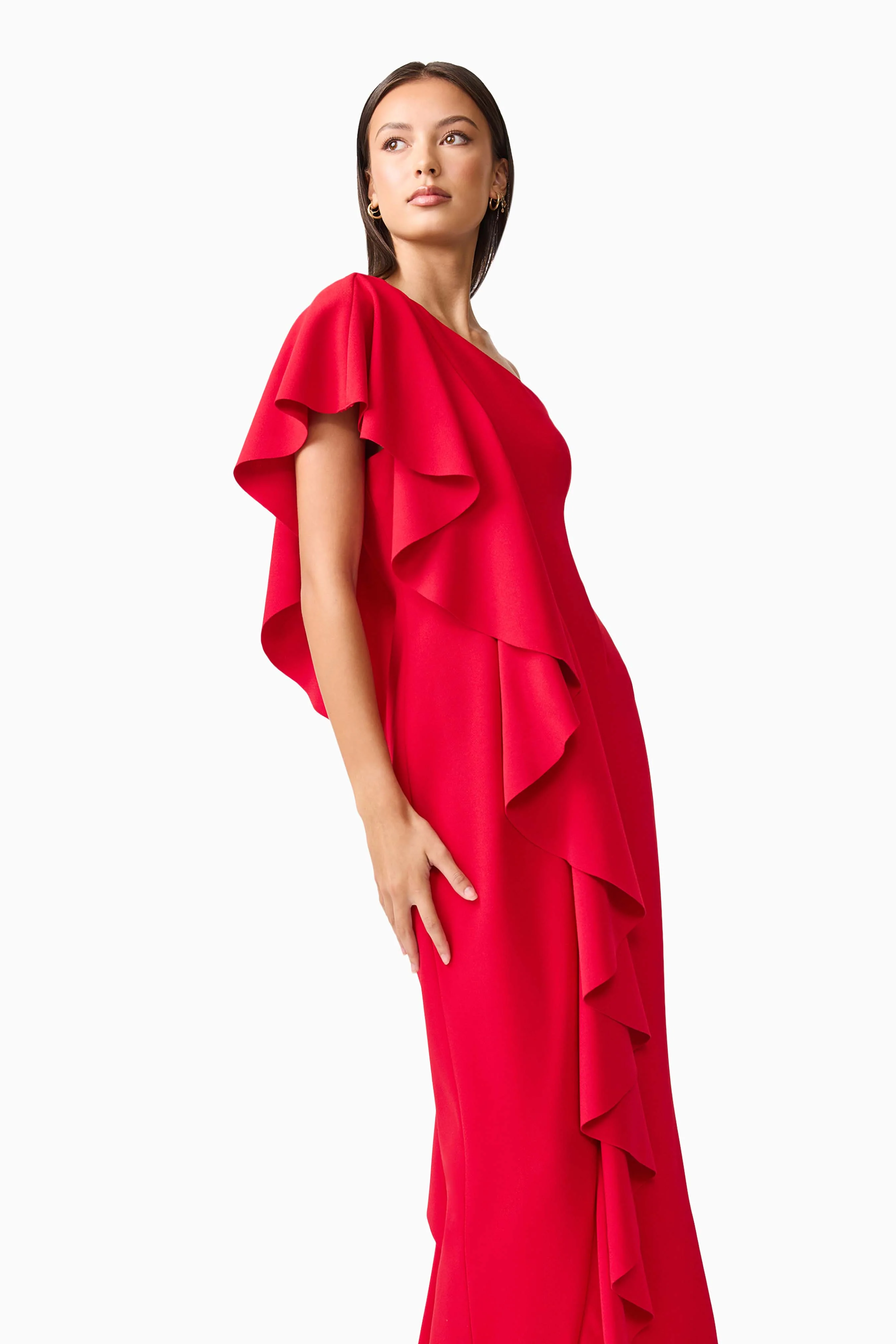 Lila Asymmetrical Gown in Red - Image 7