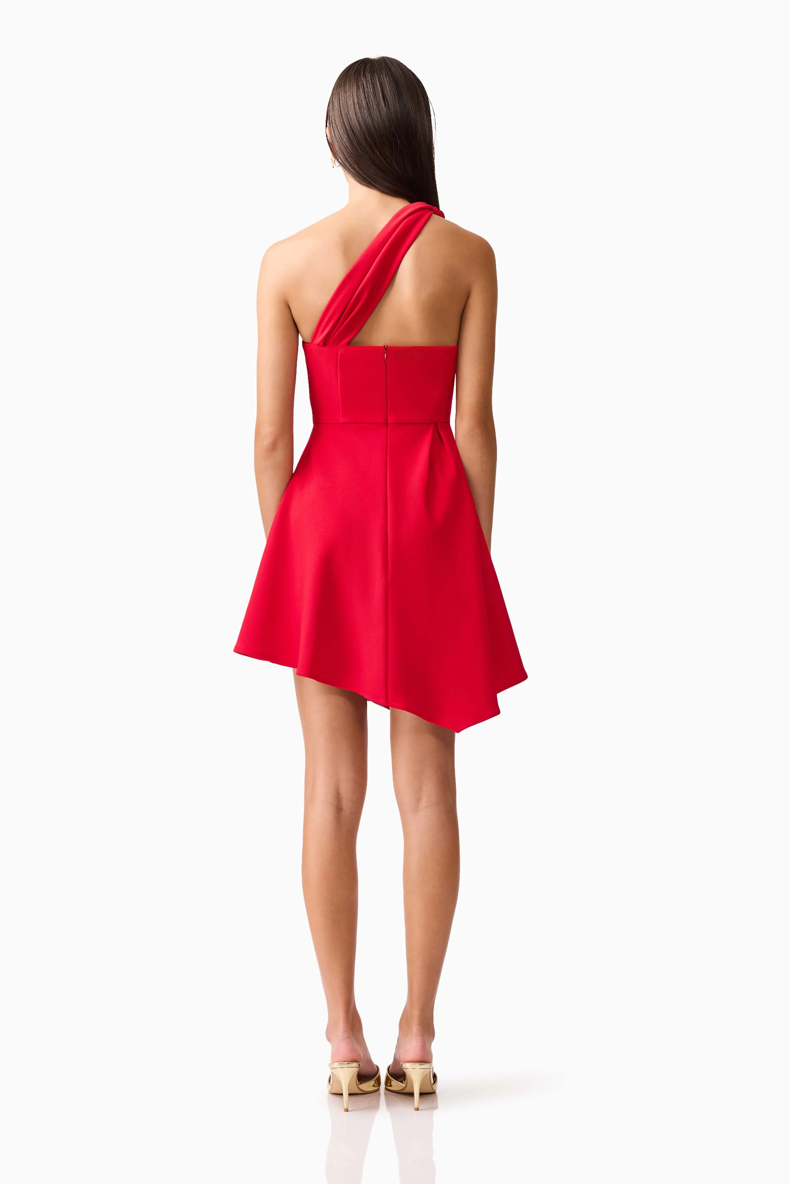 Lila Asymmetrical Mini Dress in Red - Image 5