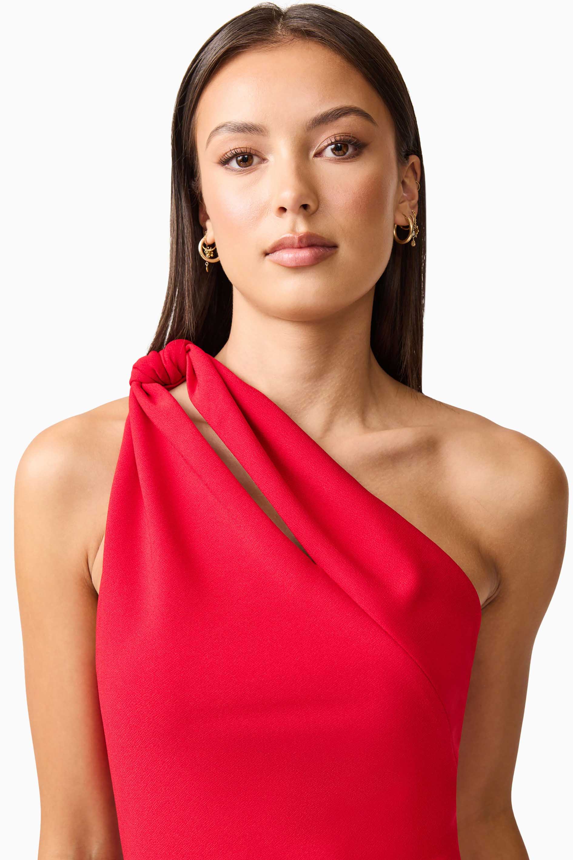 Lila Asymmetrical Mini Dress in Red - Image 6