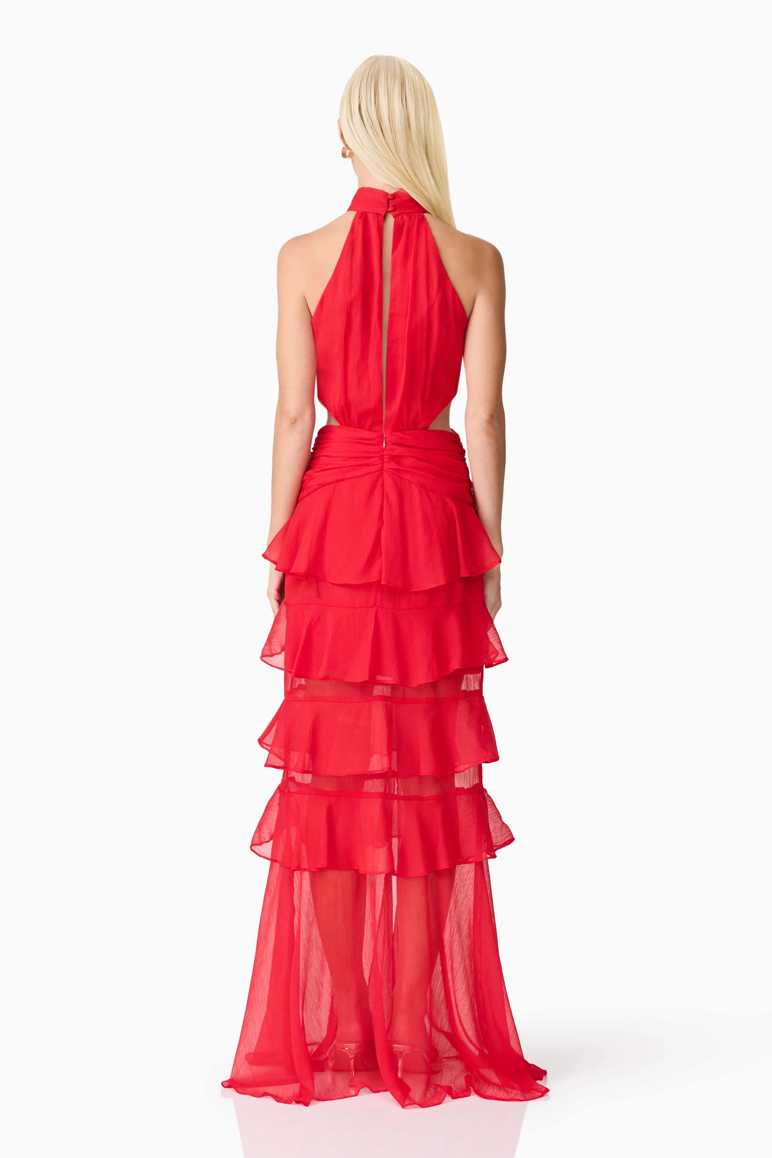 Lilja Halter Neck Maxi Dress in Red - Image 6