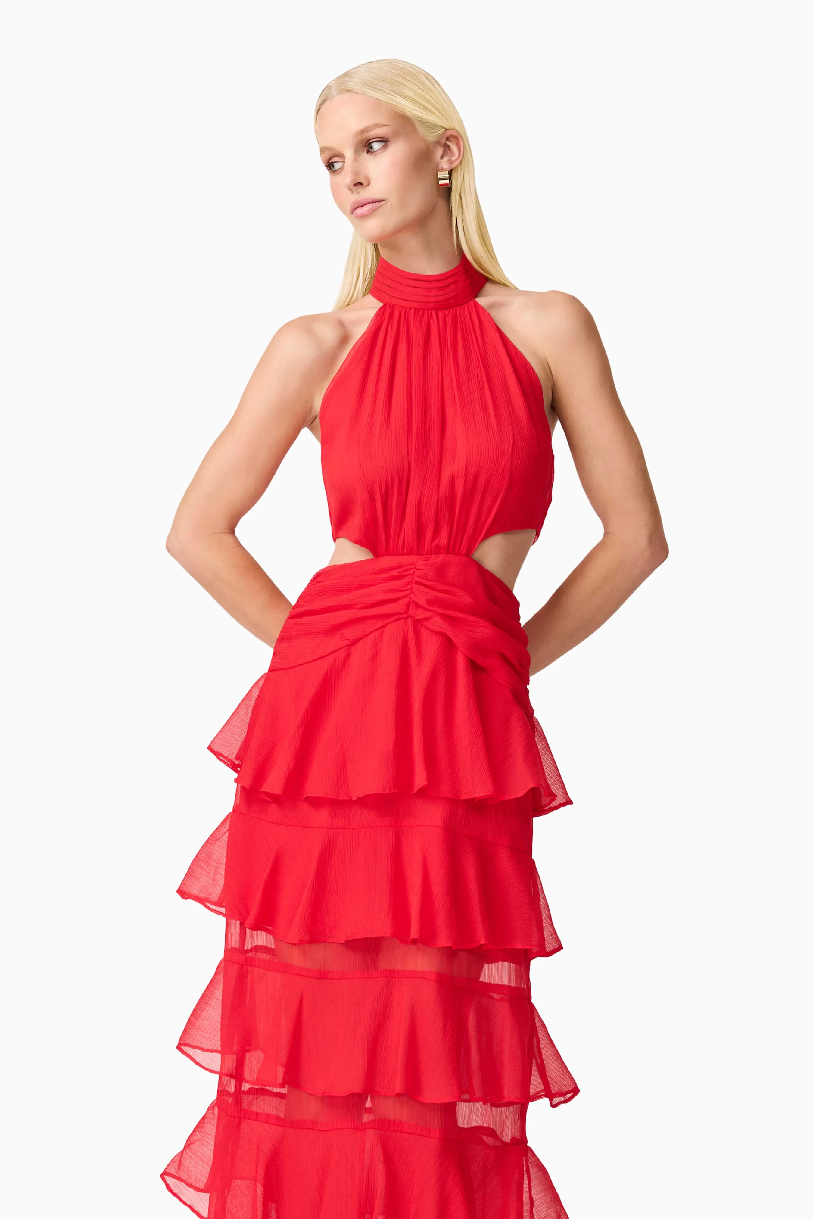 Lilja Halter Neck Maxi Dress in Red - Image 7