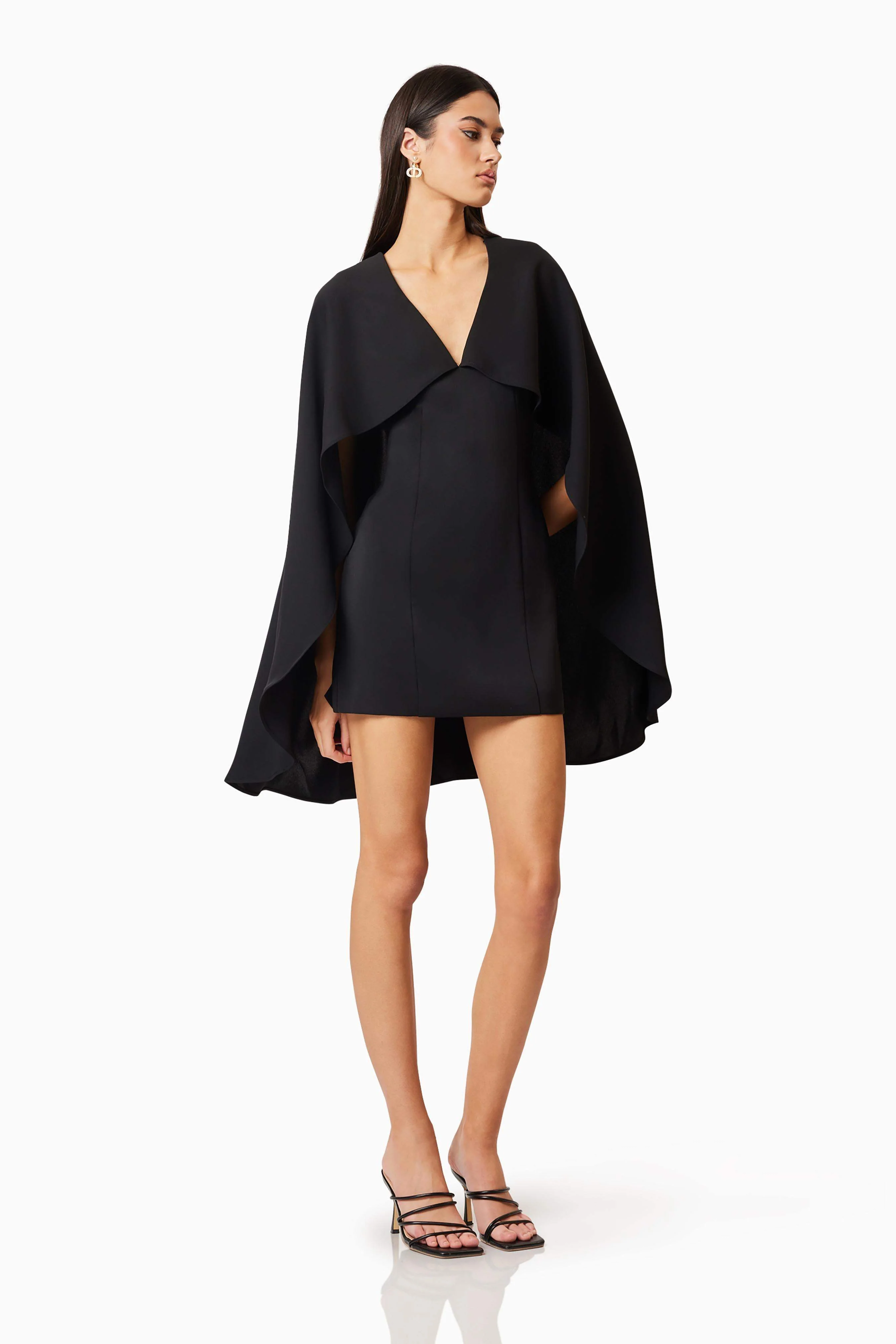 Lilydale Cape Mini Dress In Black - Image 3